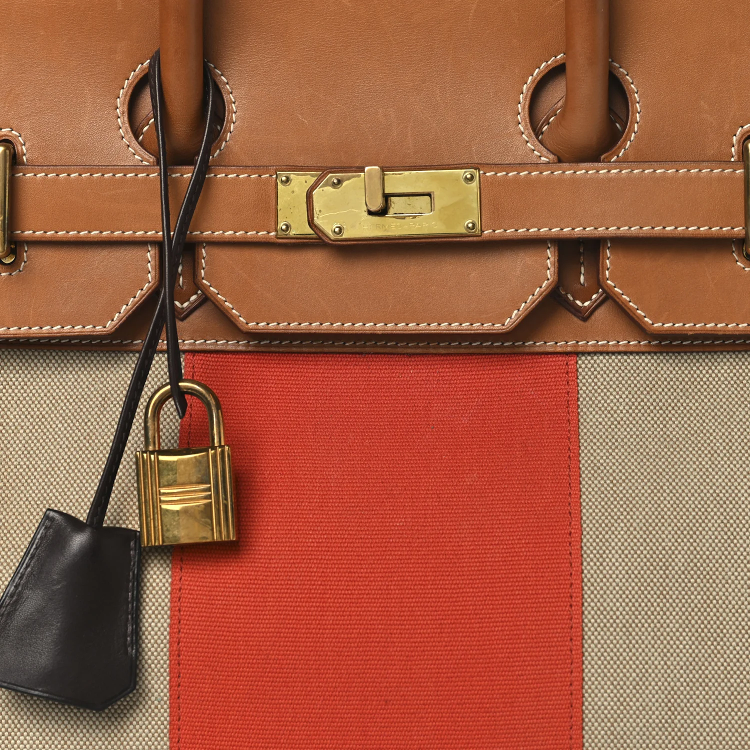 Toile Natural Barenia Flag HAC Birkin 40 Fauve Paprika - Image 7