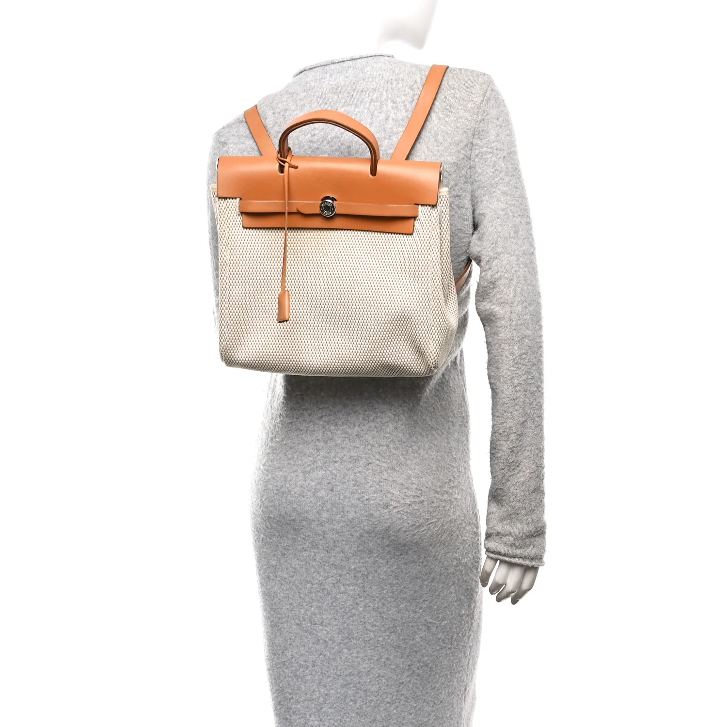 Toile Vache Calfskin Herbag 30 PM Backpack Natural - Image 2