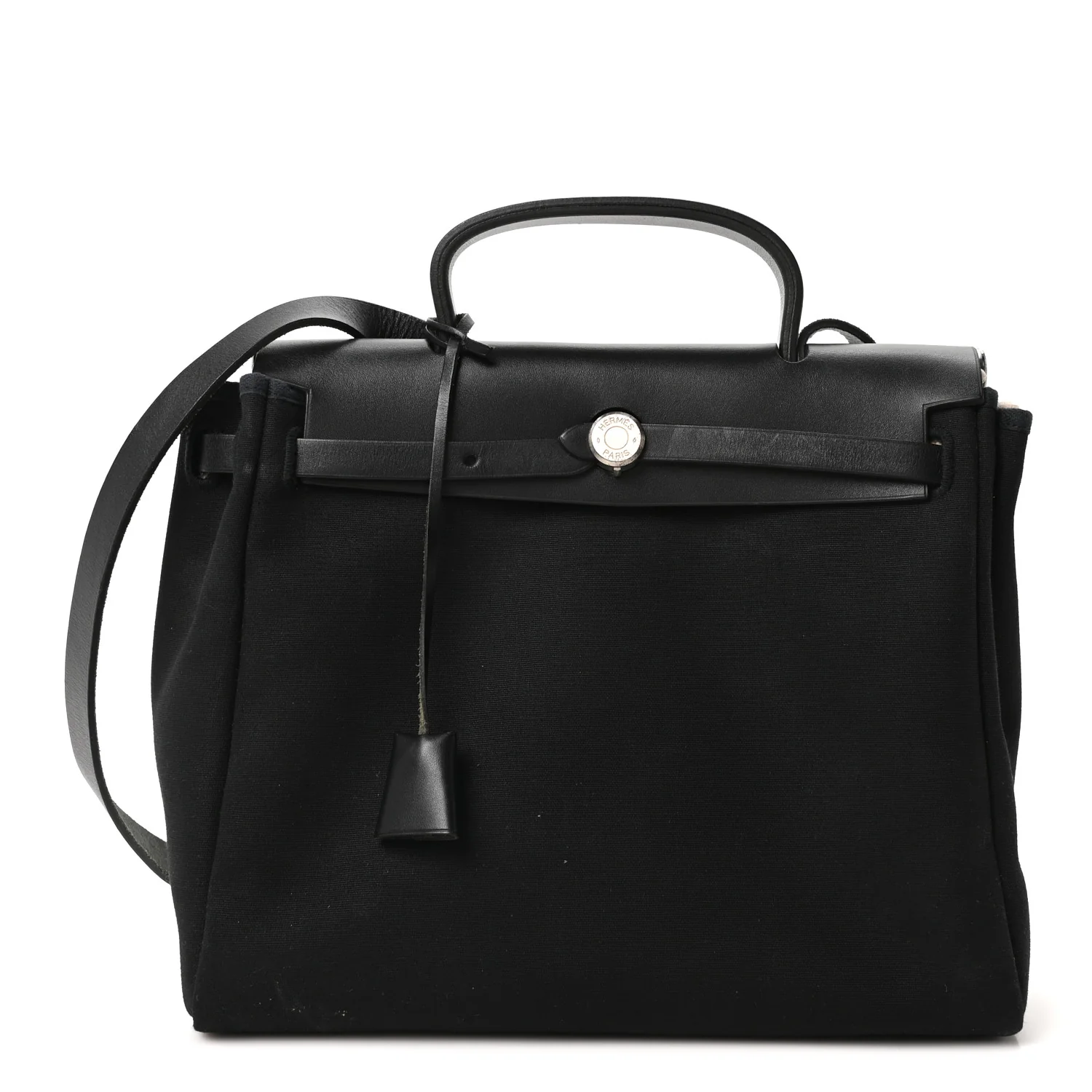Toile Vache Calfskin Herbag 30 PM Ficelle Black