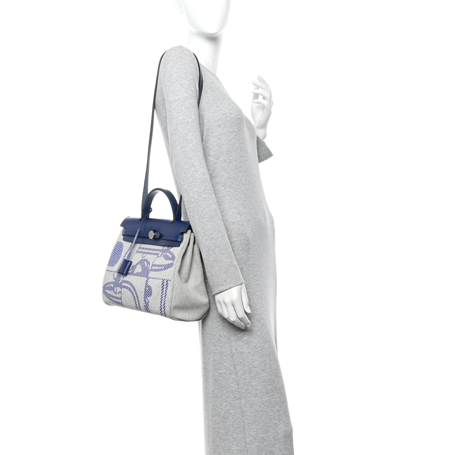 Vache Hunter Toile H Brides de Gala Herbag Zip Retourne 31 PM Bleu De France Ecru Bleu Saphir - Image 3