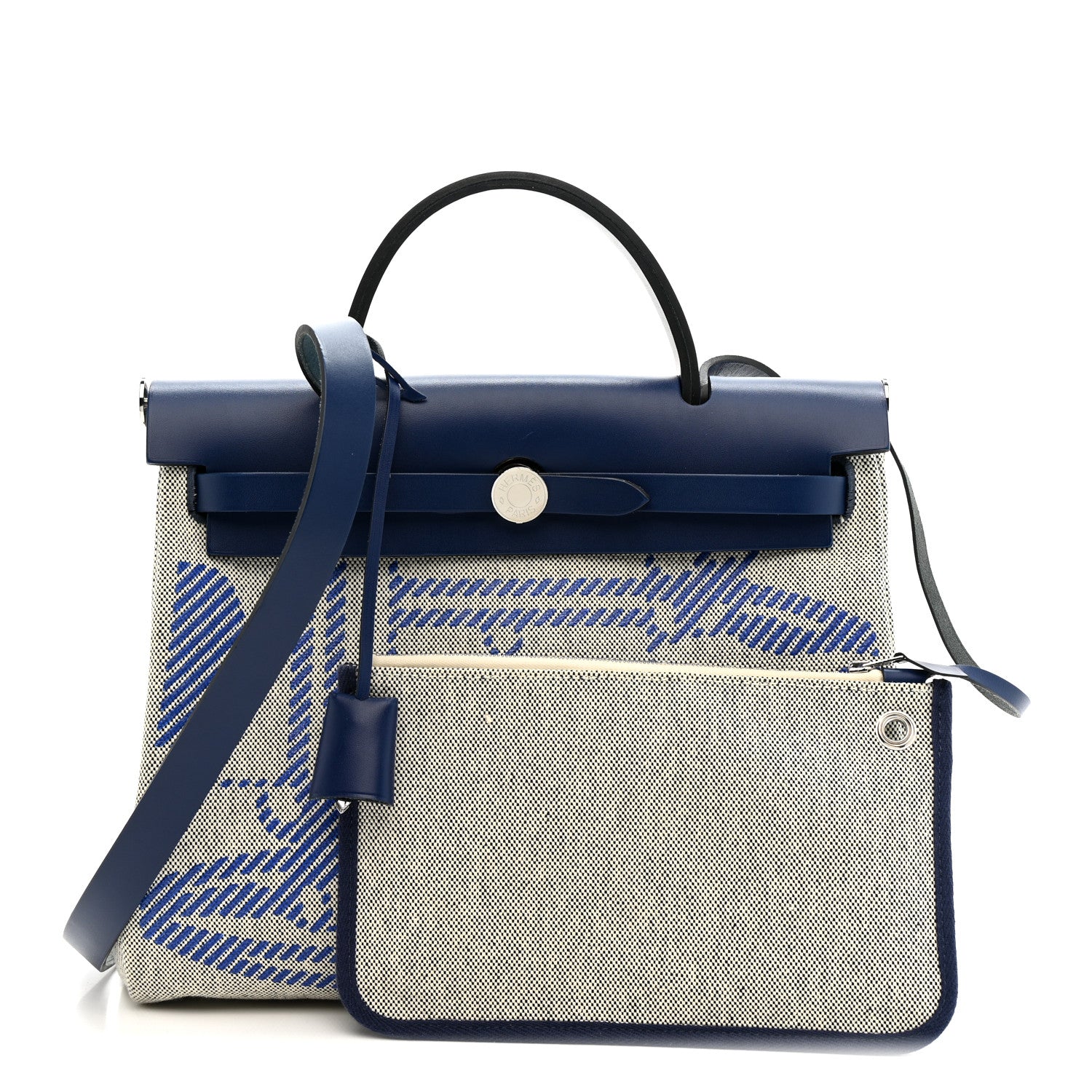 Vache Hunter Toile H Brides de Gala Herbag Zip Retourne 31 PM Bleu De France Ecru Bleu Saphir - Image 4