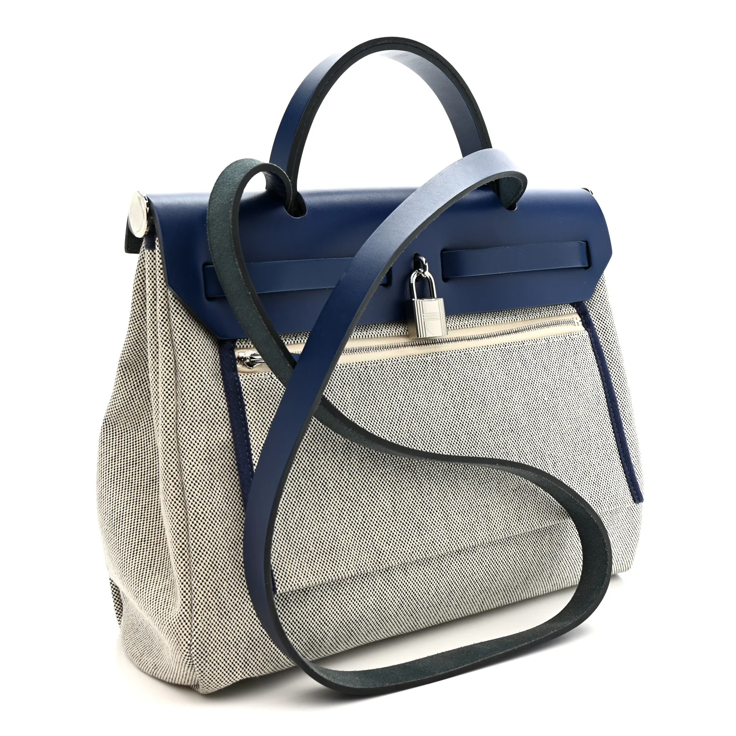 Vache Hunter Toile H Brides de Gala Herbag Zip Retourne 31 PM Bleu De France Ecru Bleu Saphir - Image 6