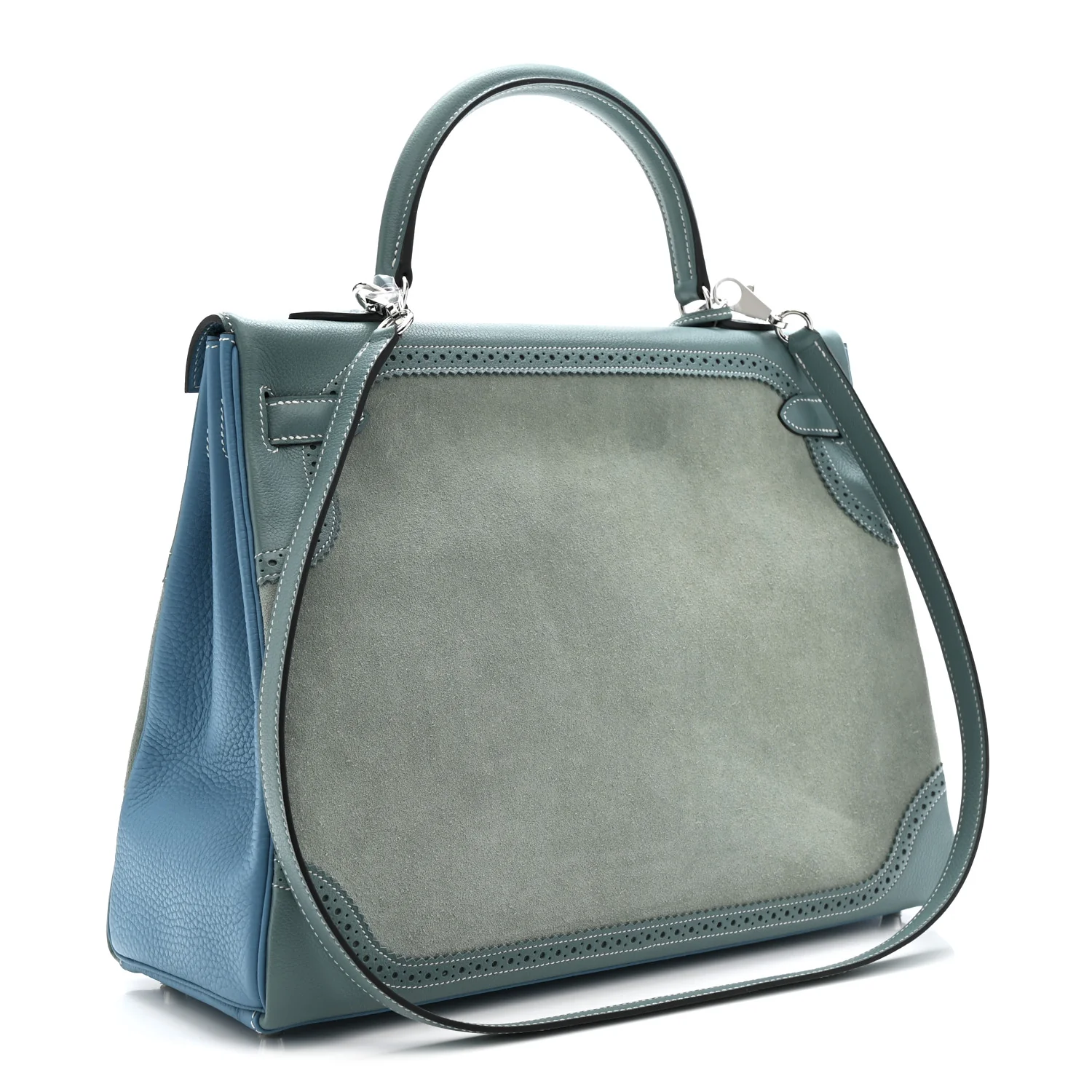 Veau Doblis Taurillon Clemence Evergrain Ghillies Kelly Retourne 35 Turquoise Ciel - Image 3