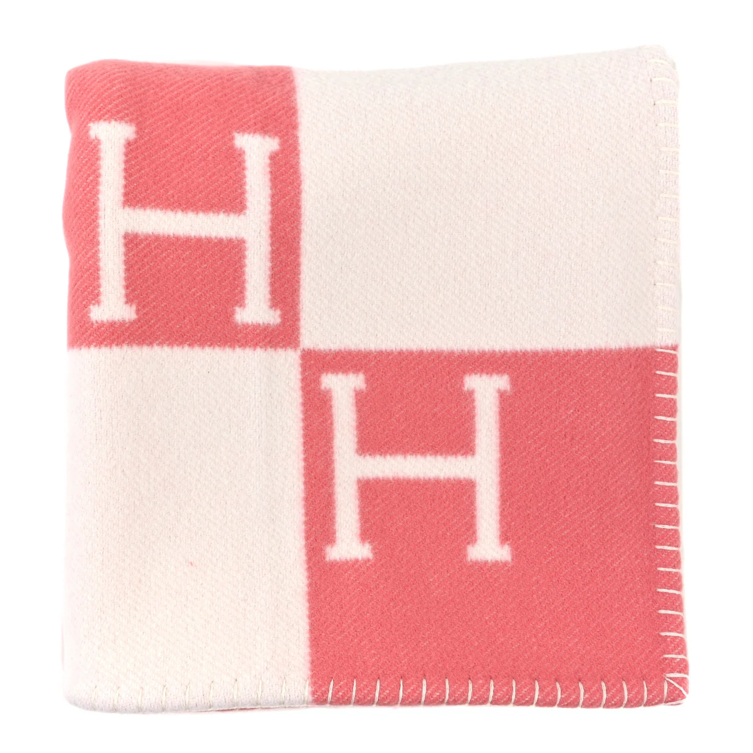 Wool Cashmere Avalon Baby Blanket Rose Airelle White