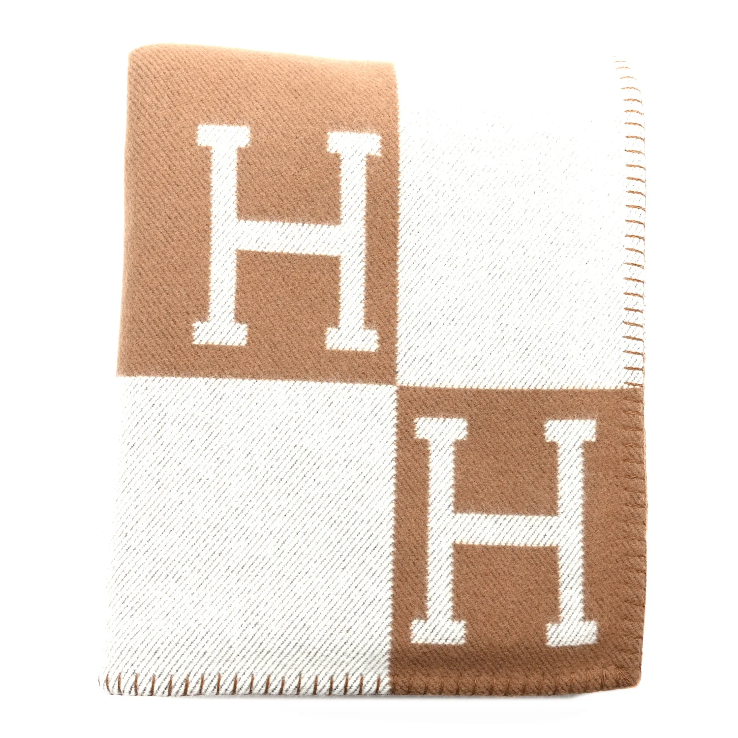 Wool Cashmere Avalon Blanket Ecru Camel