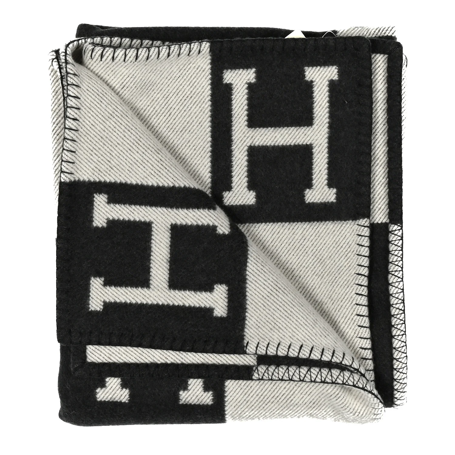 Wool Cashmere Avalon Blanket Ecru Gris Fonce - Image 2