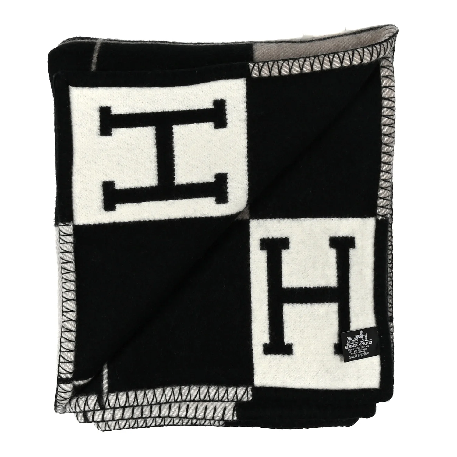 Wool Cashmere Avalon III Blanket Ecru Black - Image 2