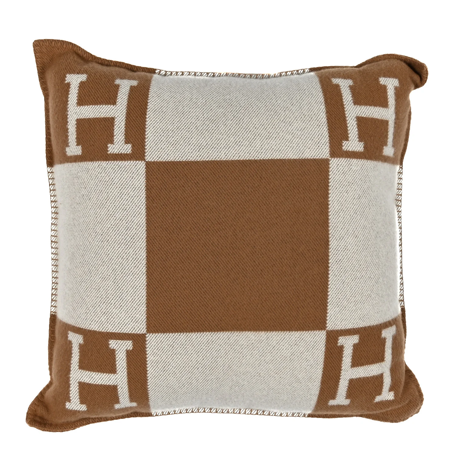 Wool Cashmere Avalon Pillow GM Ecru Camel - Image 2
