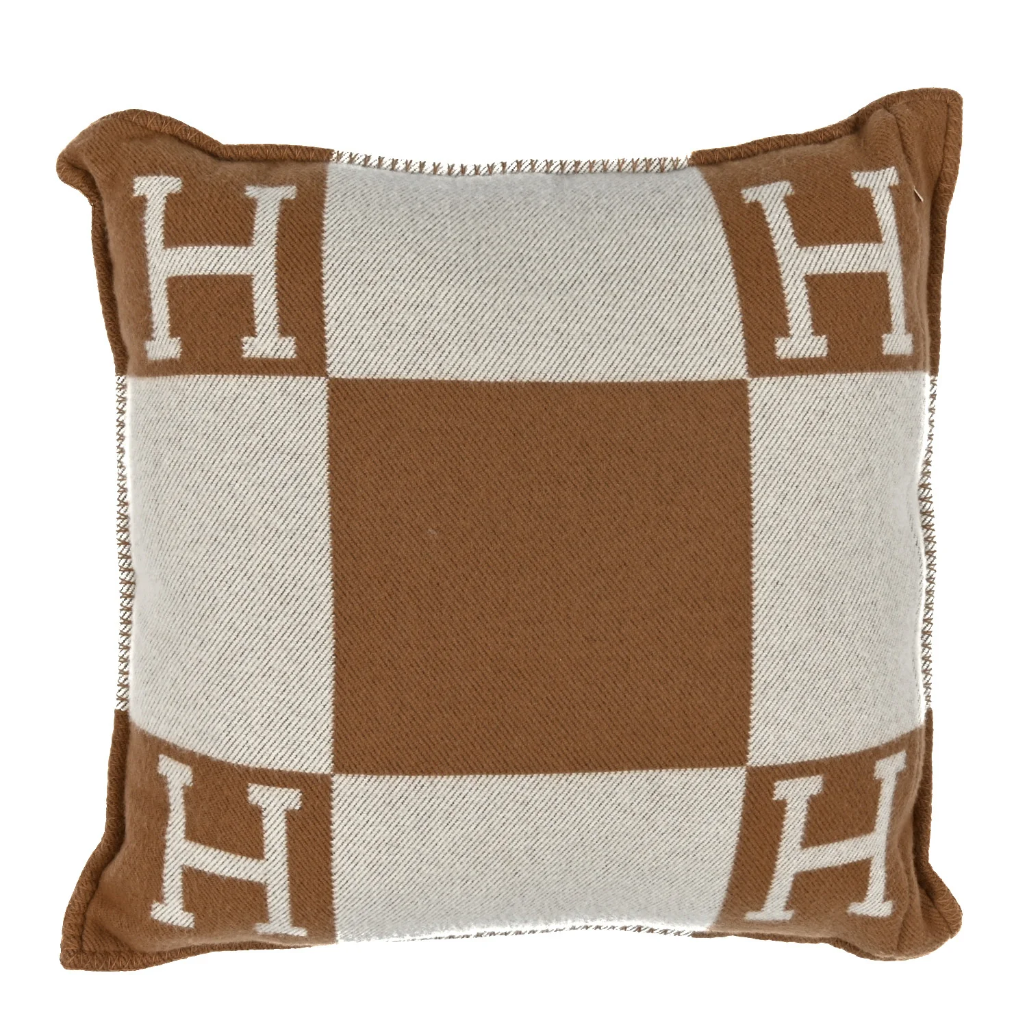 Wool Cashmere Avalon Pillow GM Ecru Camel - Image 4