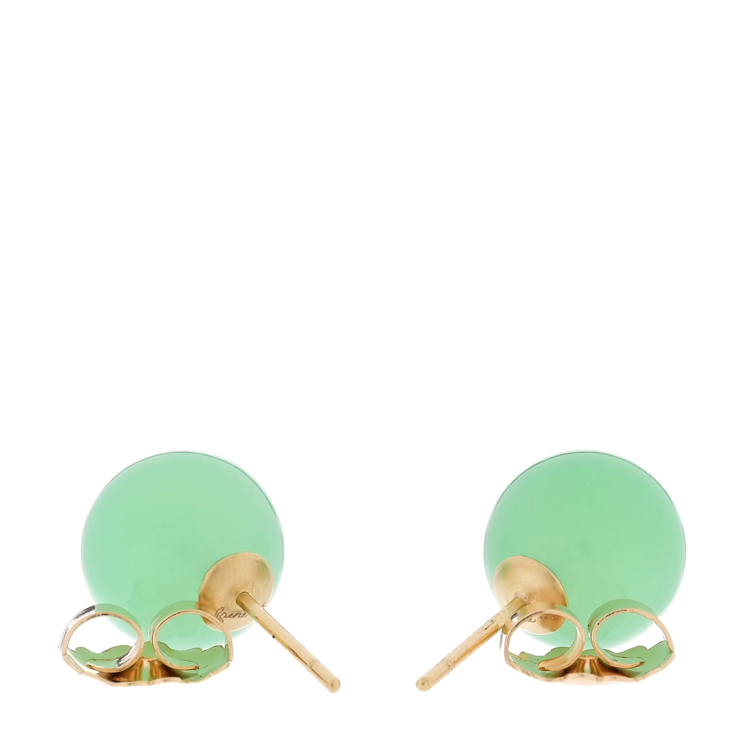 18K Yellow Gold Chrysoprase Large Gumball Stud Earrings - Image 3