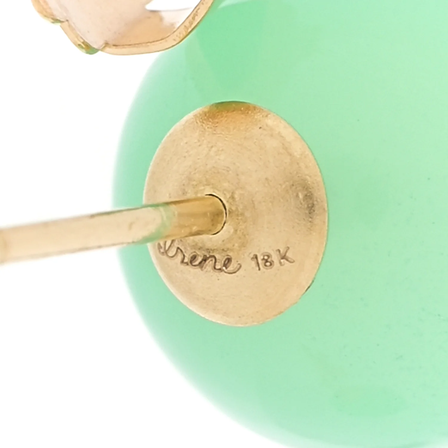 18K Yellow Gold Chrysoprase Large Gumball Stud Earrings - Image 4