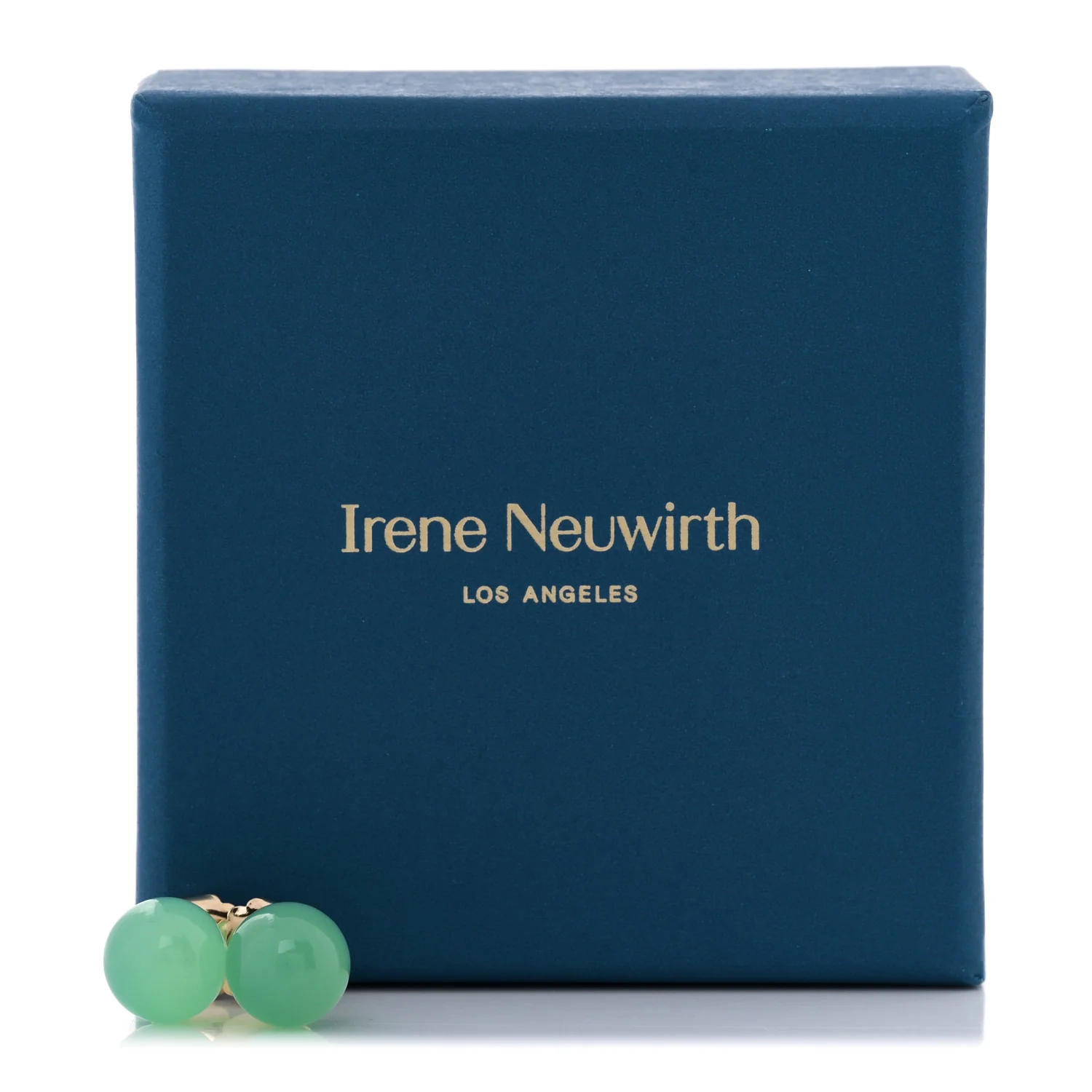 18K Yellow Gold Chrysoprase Large Gumball Stud Earrings - Image 5