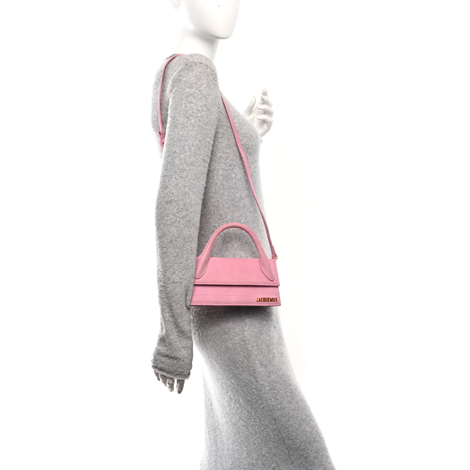 Nubuck Crocodile Embossed Le Chiquito Long Pink - Image 2