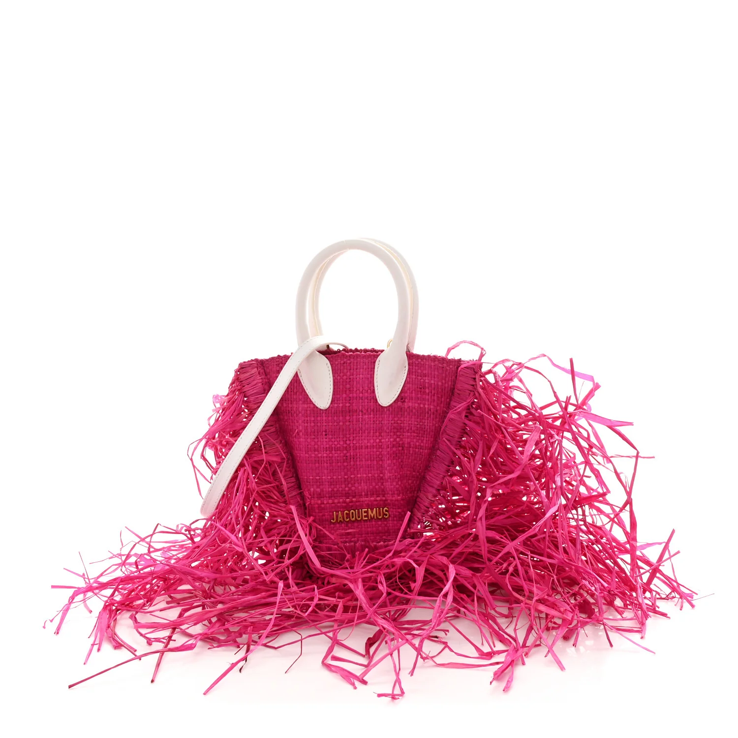 Raffia Woven Calfskin Le Petit Baci Pink White