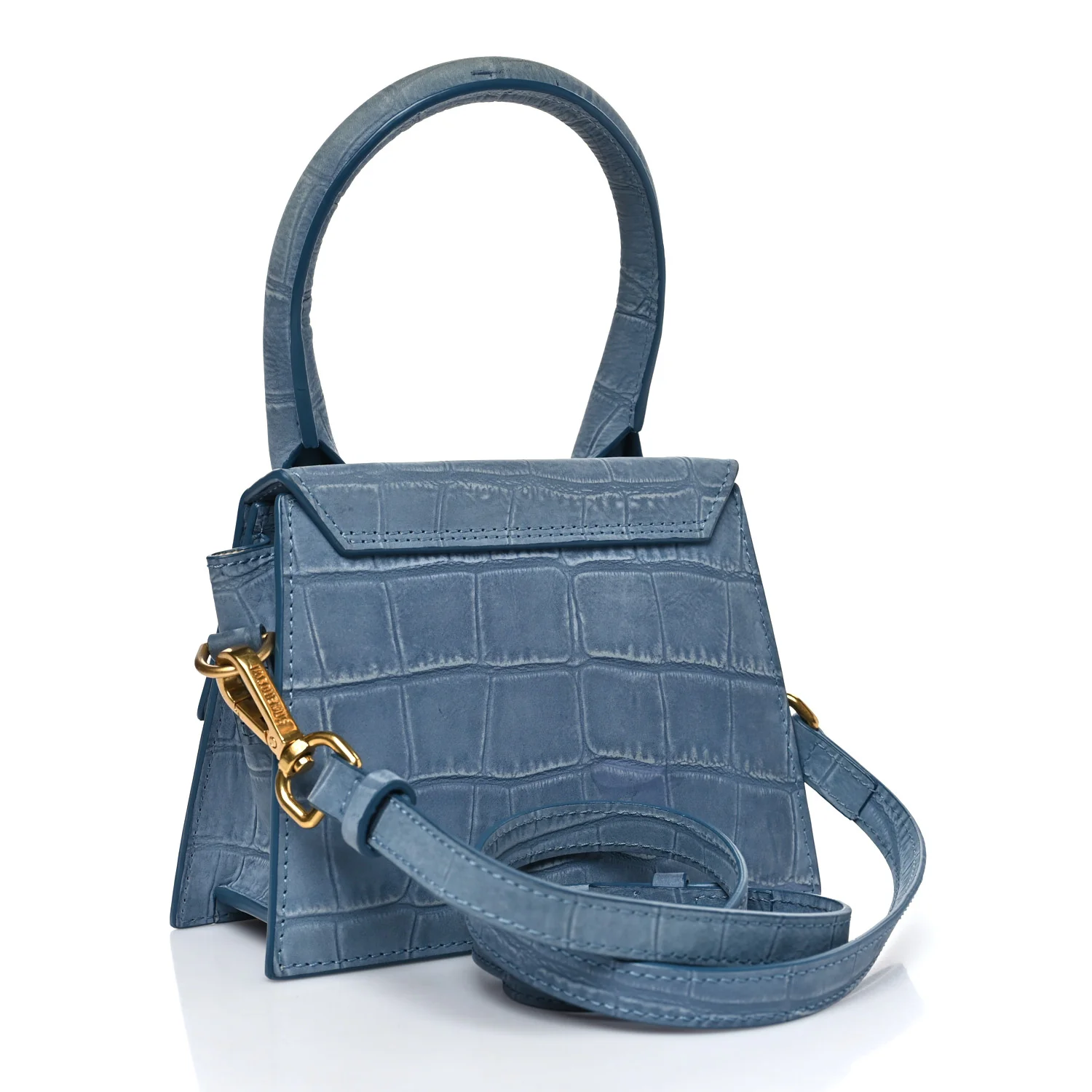 Suede Crocodile Embossed Le Chiquito Moyen Blue - Image 2