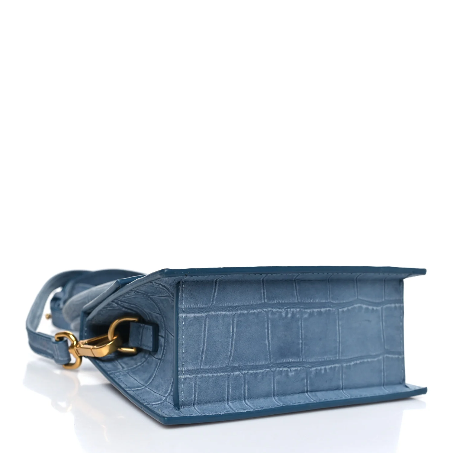 Suede Crocodile Embossed Le Chiquito Moyen Blue - Image 4