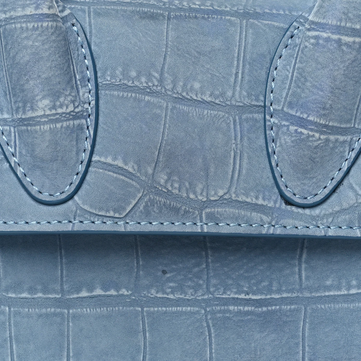 Suede Crocodile Embossed Le Chiquito Moyen Blue - Image 7