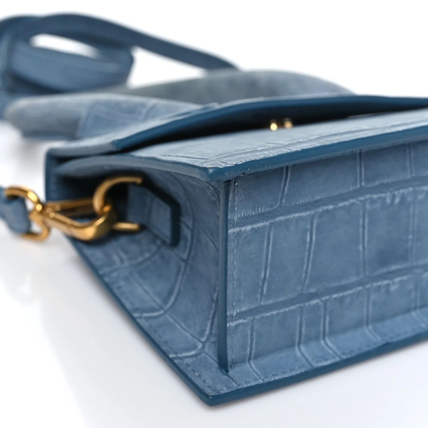 Suede Crocodile Embossed Le Chiquito Moyen Blue - Image 8