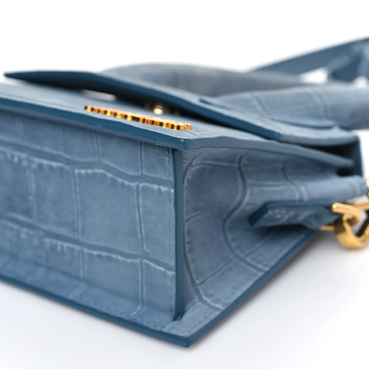 Suede Crocodile Embossed Le Chiquito Moyen Blue - Image 9