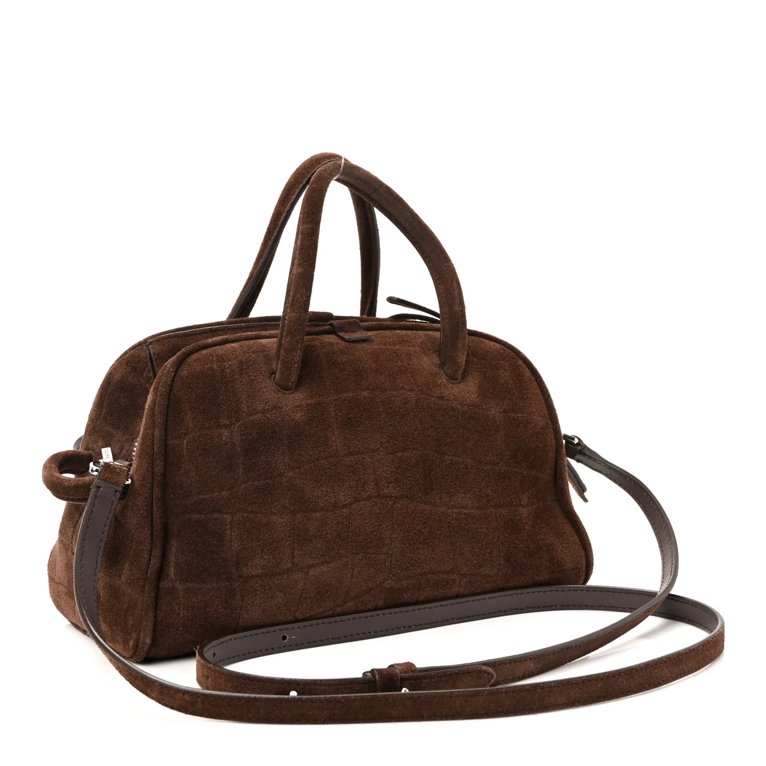 Suede Crocodile Embossed Le Petit Turismo Dark Brown - Image 3