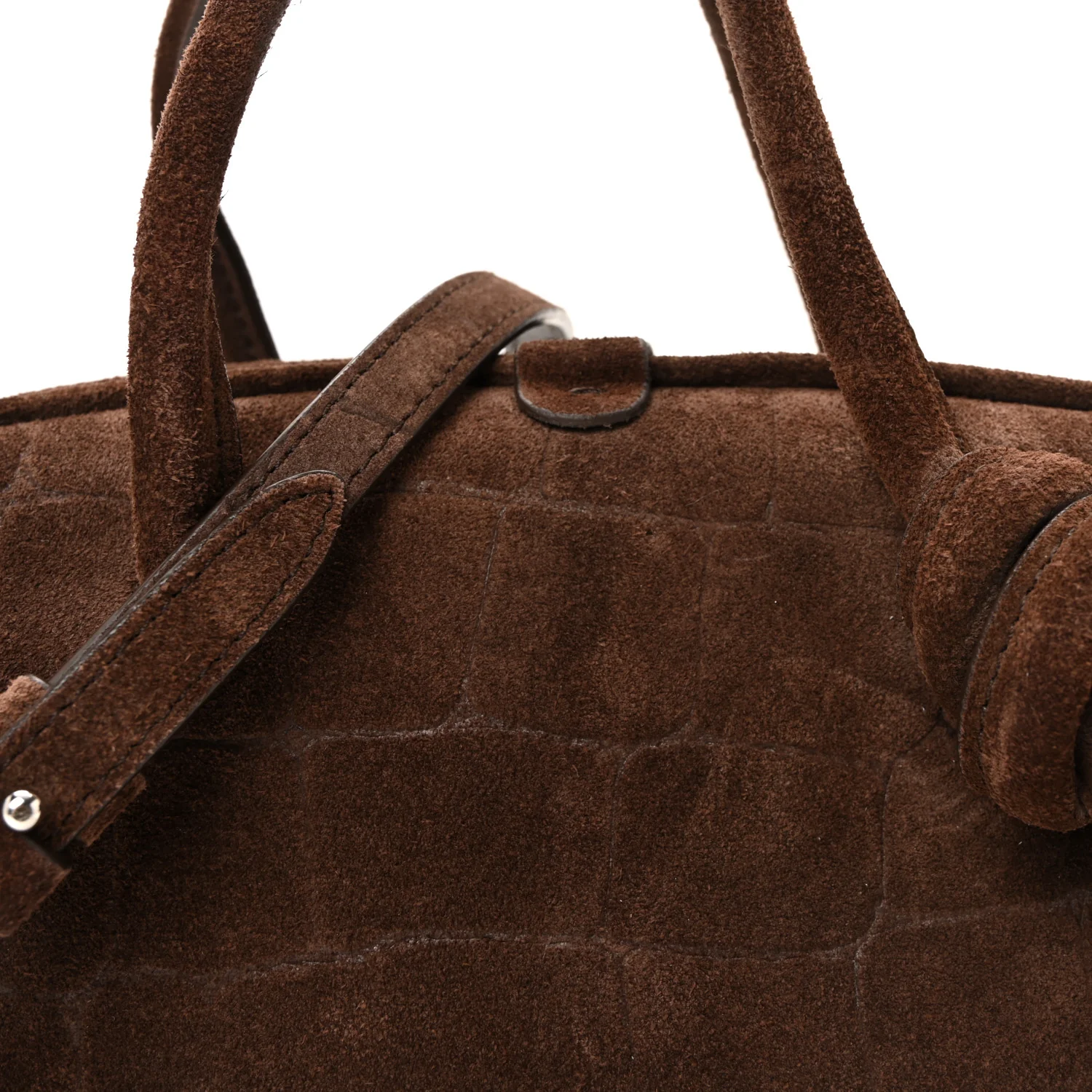 Suede Crocodile Embossed Le Petit Turismo Dark Brown - Image 7