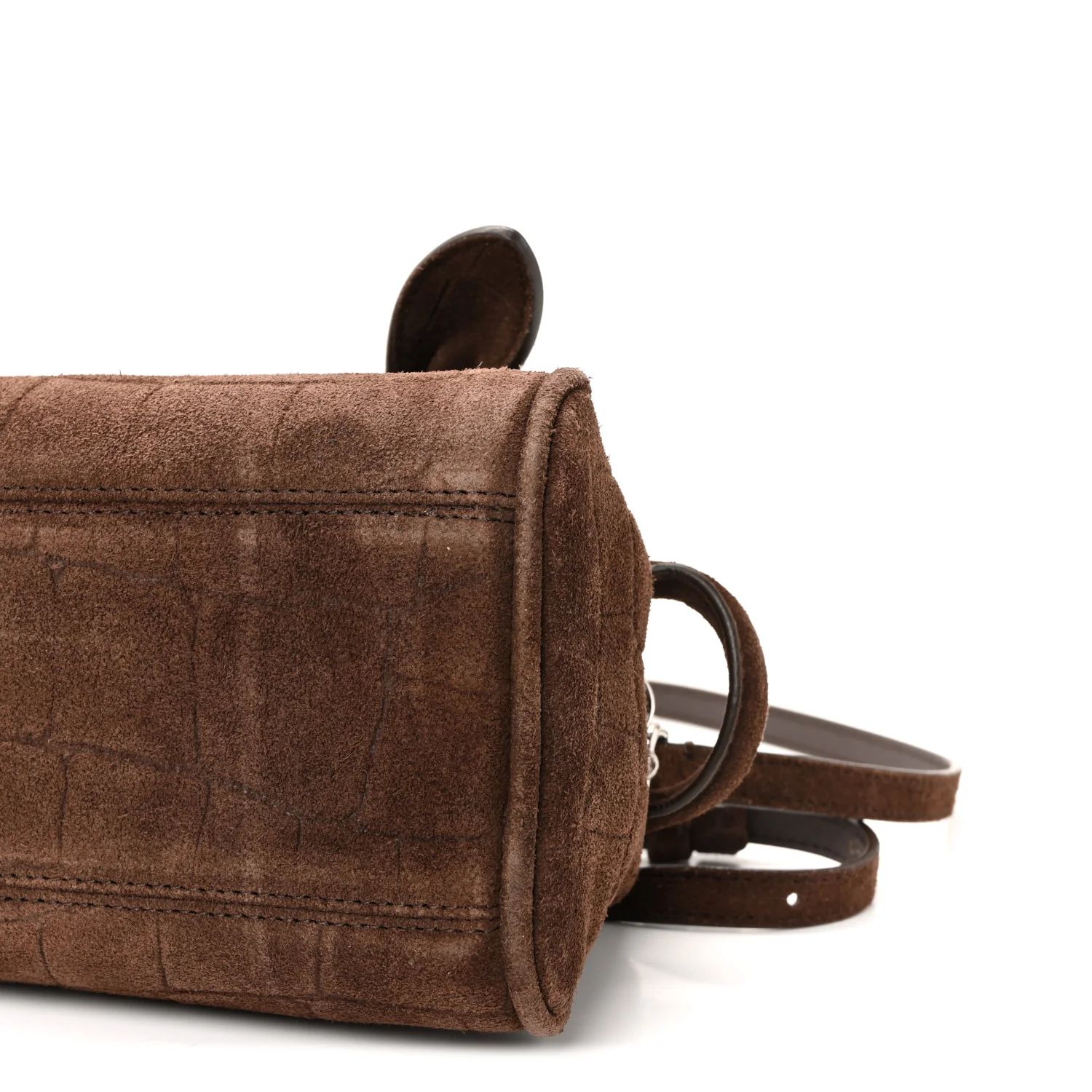 Suede Crocodile Embossed Le Petit Turismo Dark Brown - Image 9