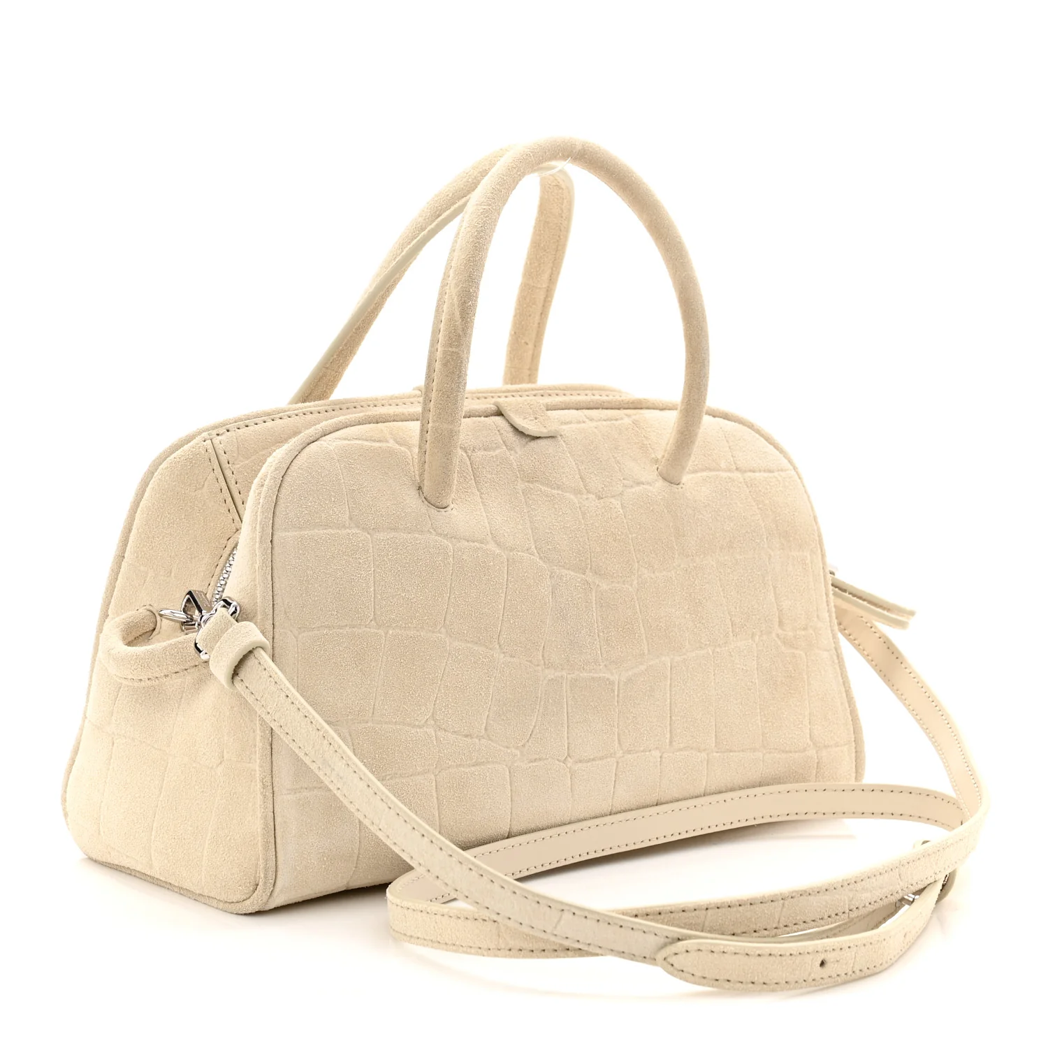Suede Crocodile Embossed Le Petit Turismo Ivory - Image 3