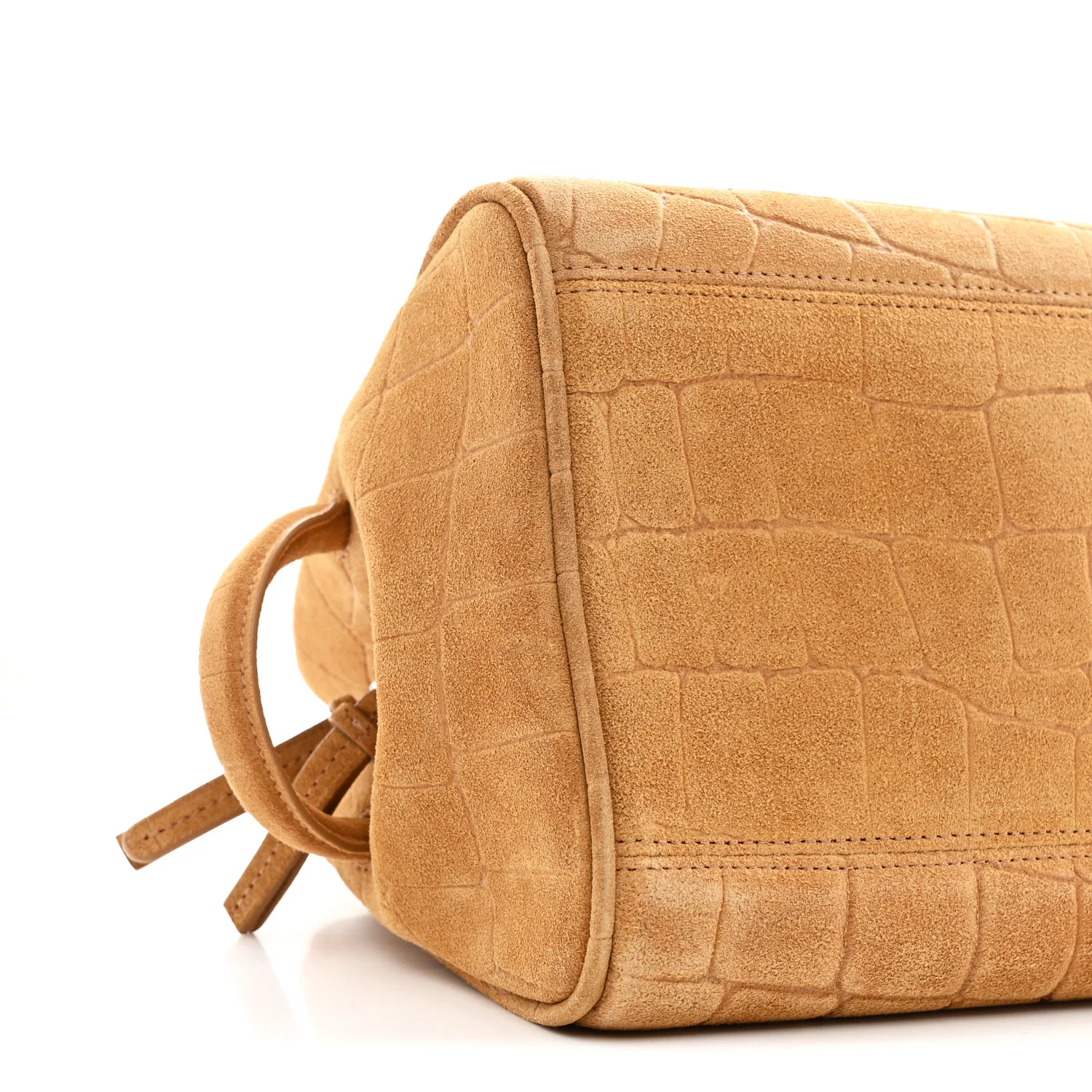 Suede Crocodile Embossed Le Turismo Bowling Bag Camel - Image 8