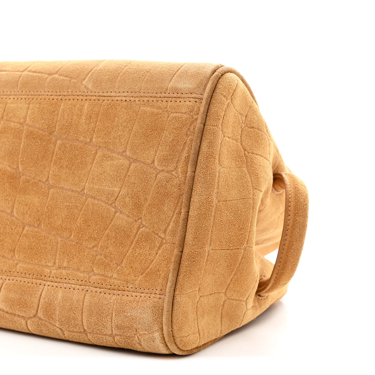Suede Crocodile Embossed Le Turismo Bowling Bag Camel - Image 9