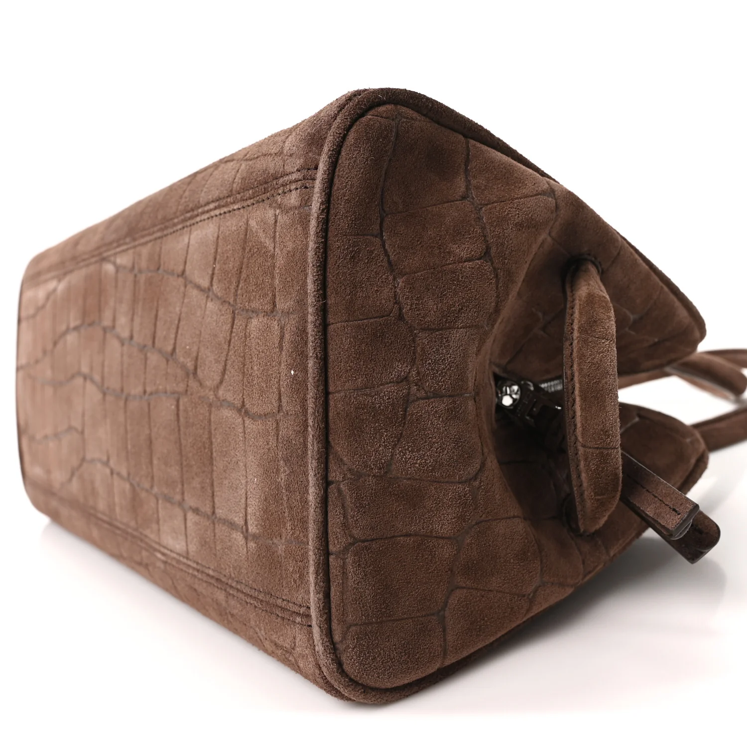 Suede Crocodile Embossed Le Turismo Dark Brown - Image 10