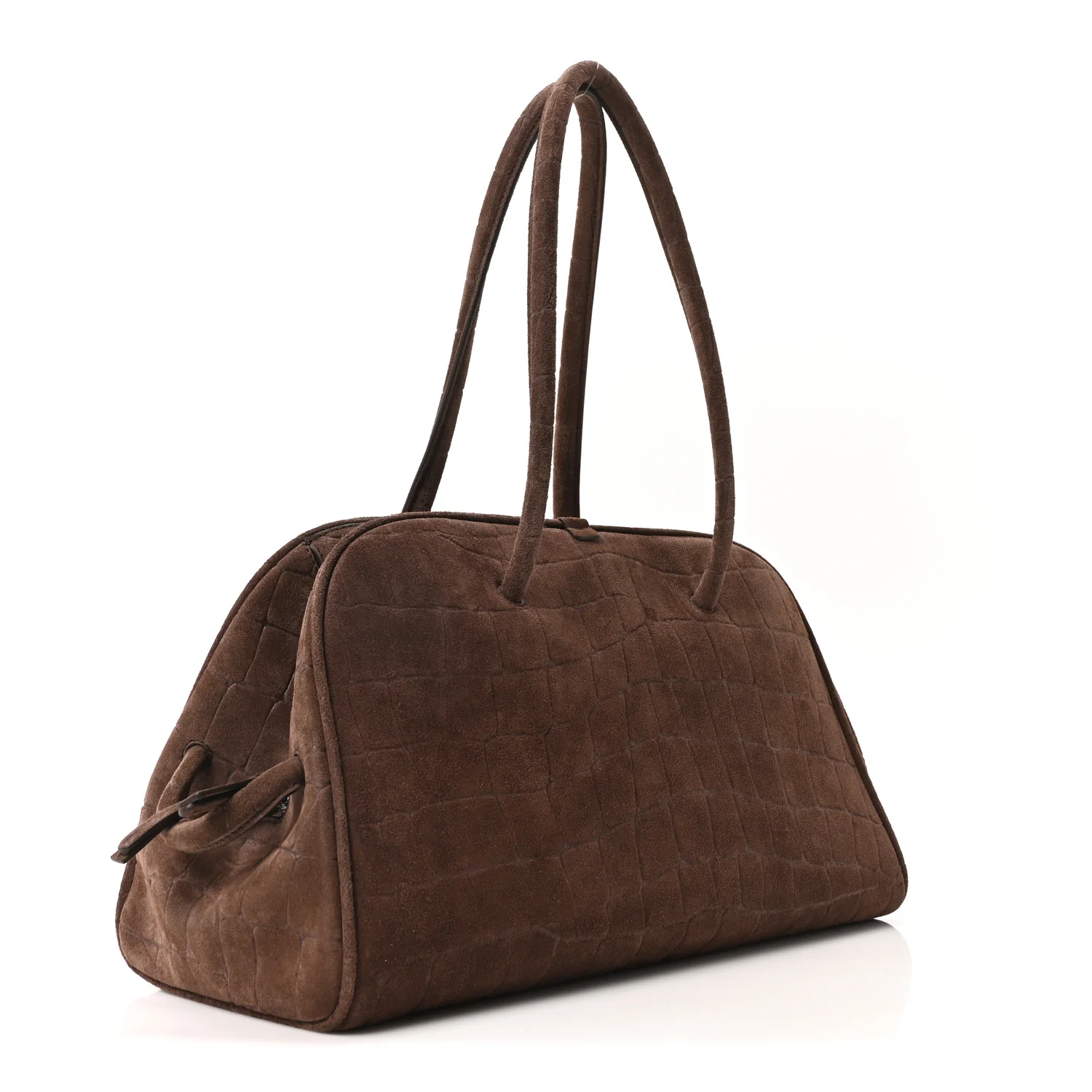 Suede Crocodile Embossed Le Turismo Dark Brown - Image 3