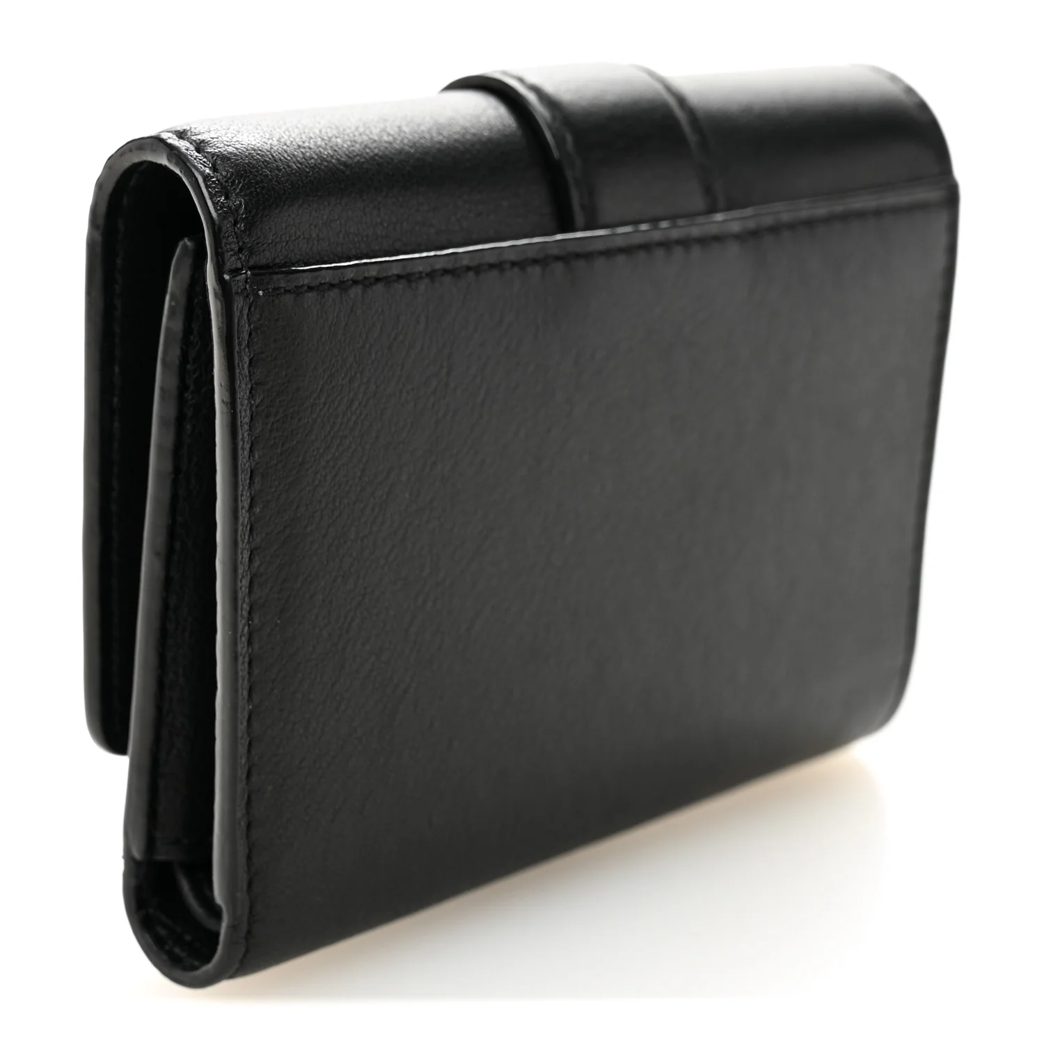 Calfskin Crystal Cheri Compact Wallet Black - Image 3