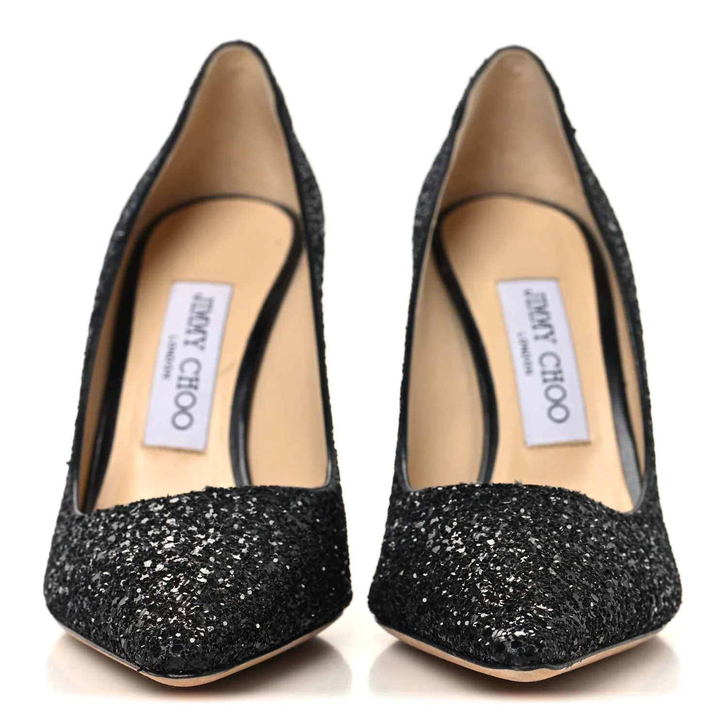 Coarse Glitter Pointy Toe Romy Pumps 36 Black - Image 3
