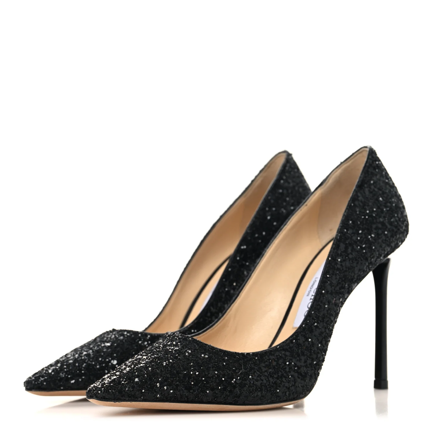 Coarse Glitter Pointy Toe Romy Pumps 36 Black - Image 4