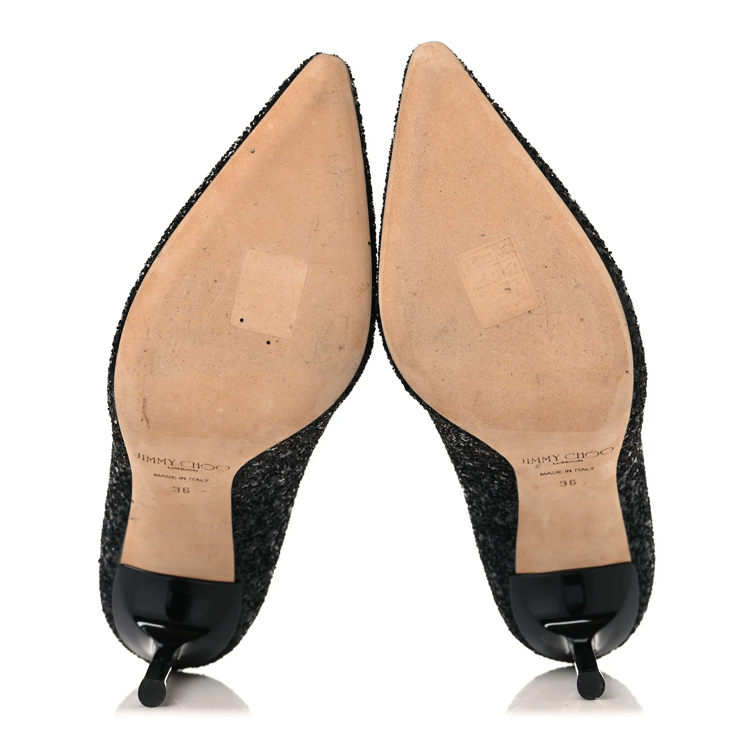 Coarse Glitter Pointy Toe Romy Pumps 36 Black - Image 6