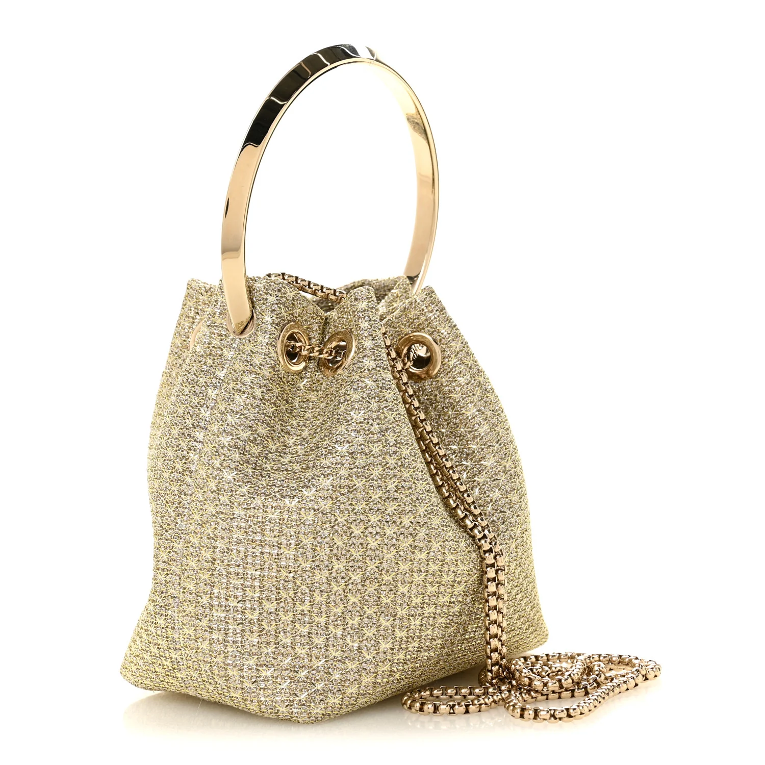 Metallic Woven Bon Bon Bag Champagne - Image 3