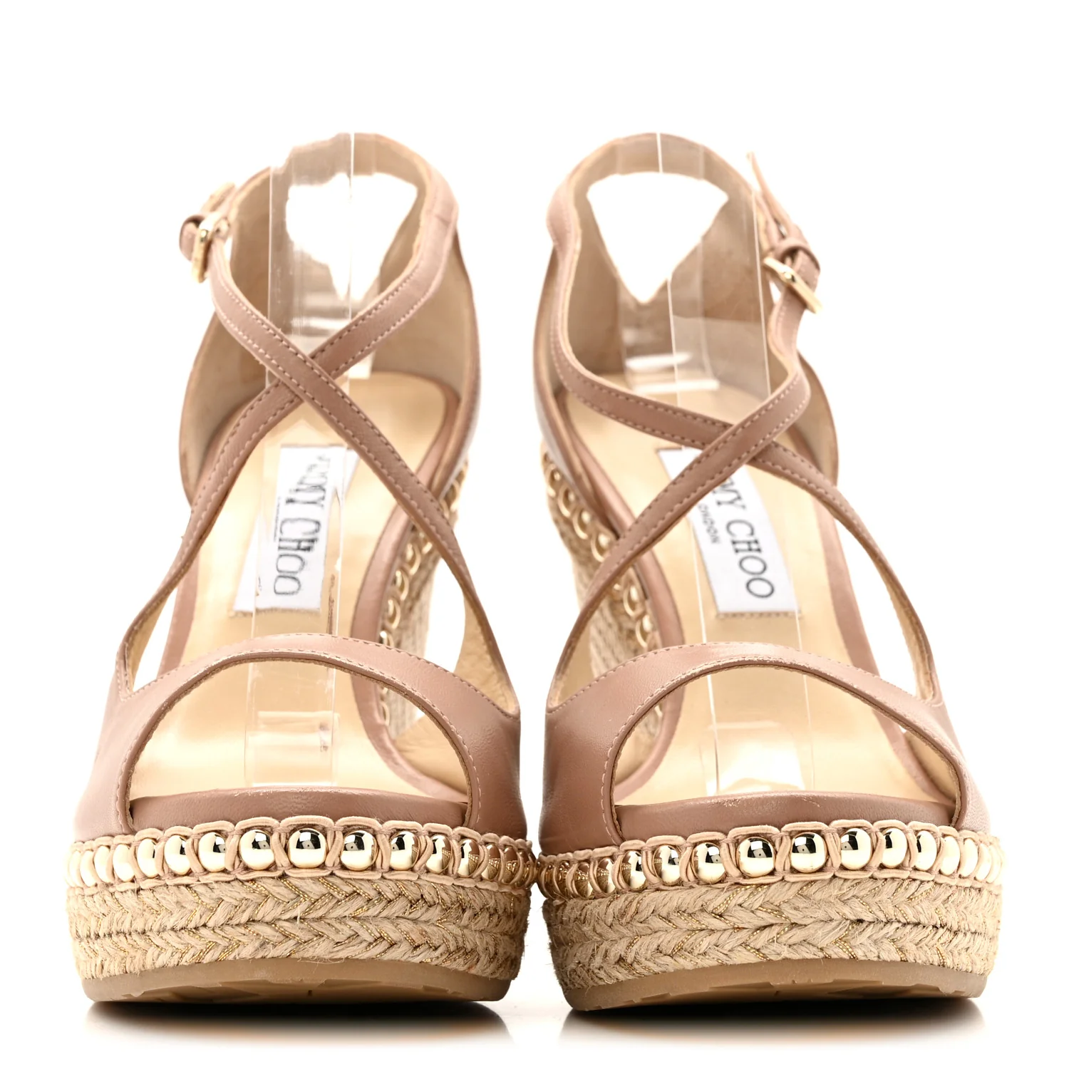 Nappa Studded Dakota 120 Espadrille Wedge Sandals 38.5 Beige - Image 4