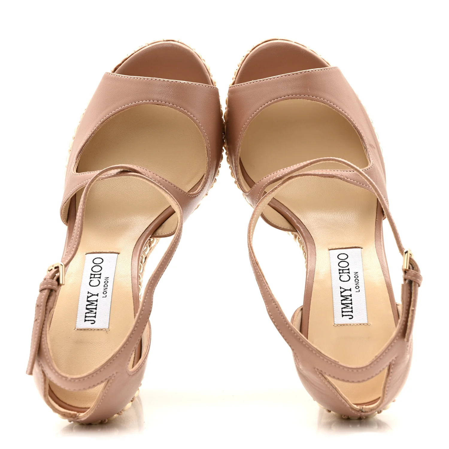 Nappa Studded Dakota 120 Espadrille Wedge Sandals 38.5 Beige - Image 9