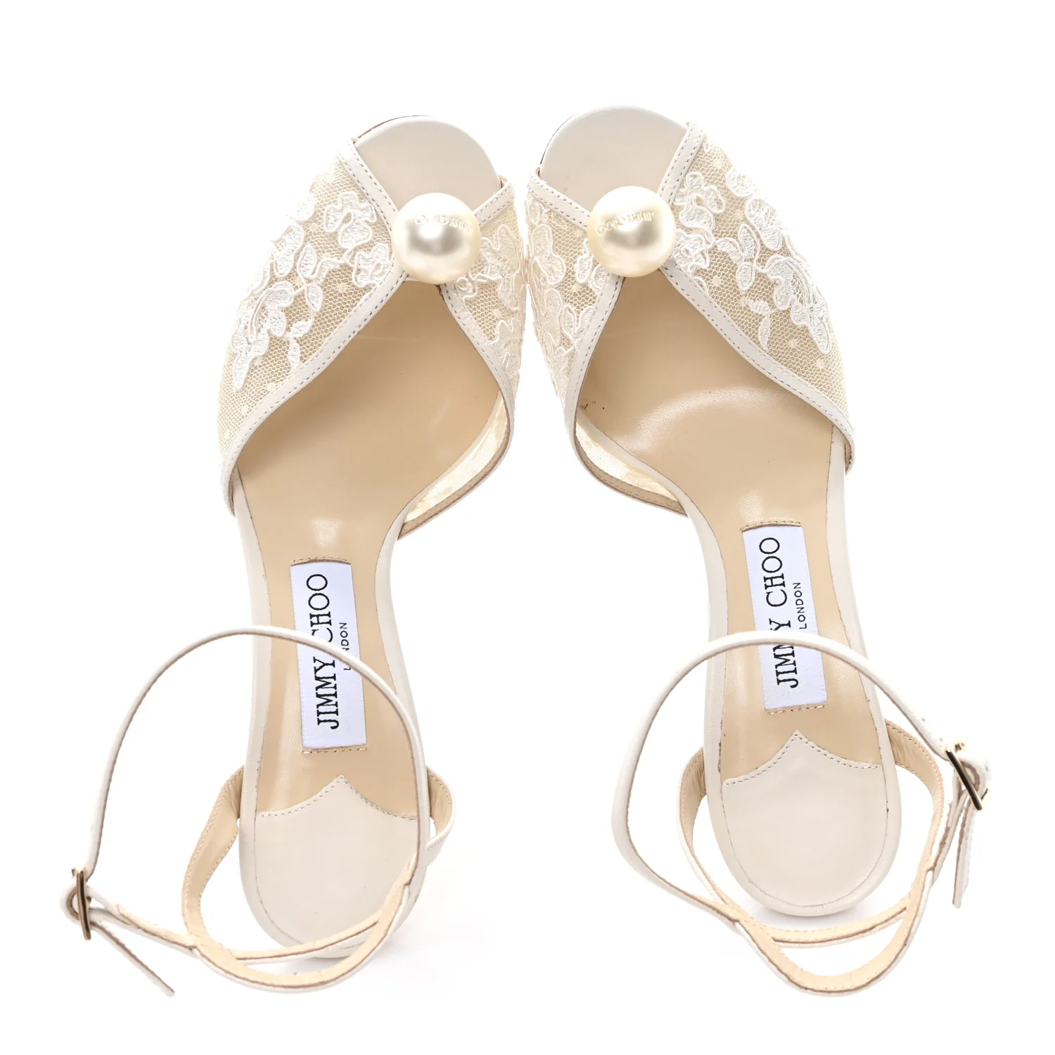 Pearl Floral Lace Sacora 85 Sandals 39 Ivory White - Image 2