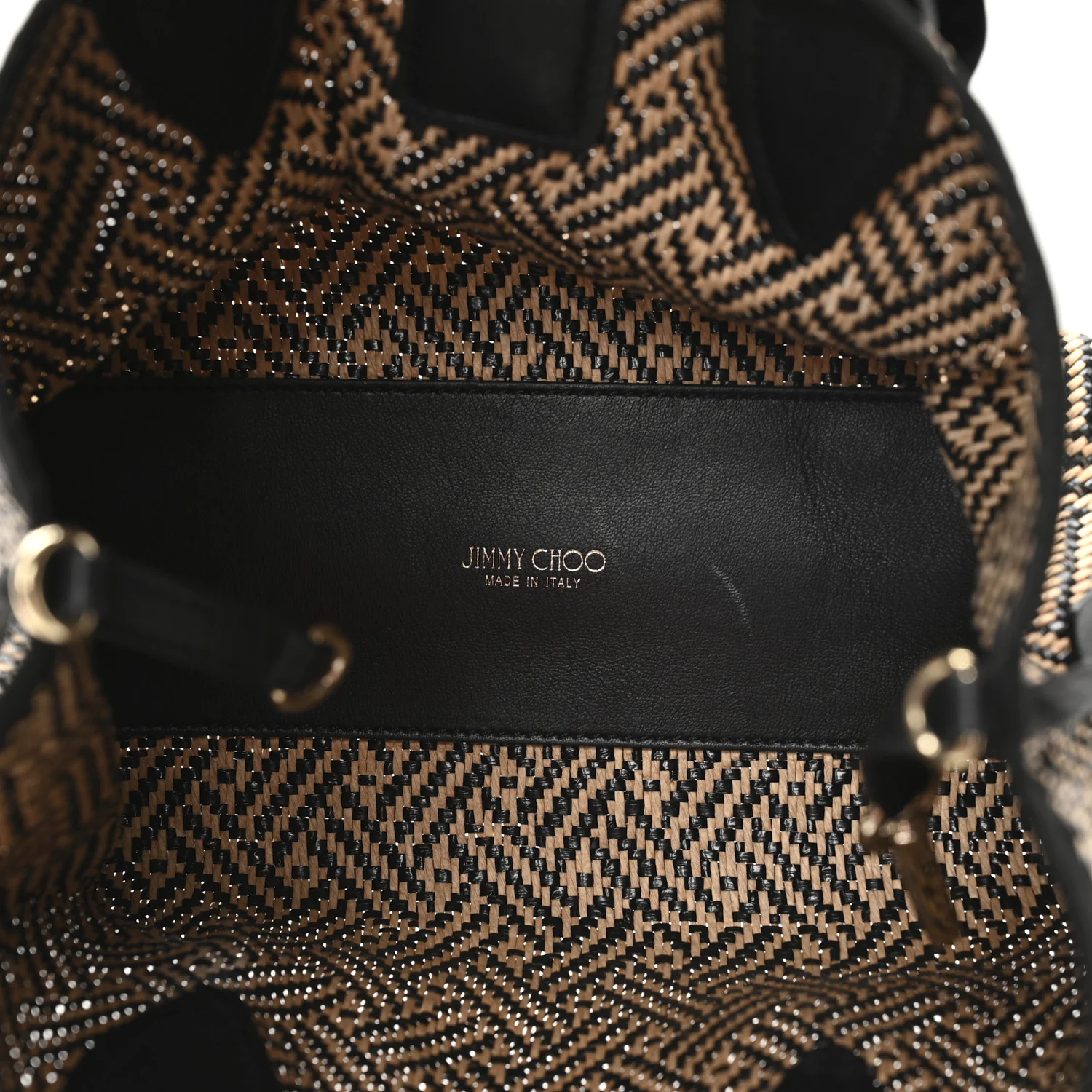 Raffia Woven Velvet Marianne Shopper Tote Black Natural - Image 6