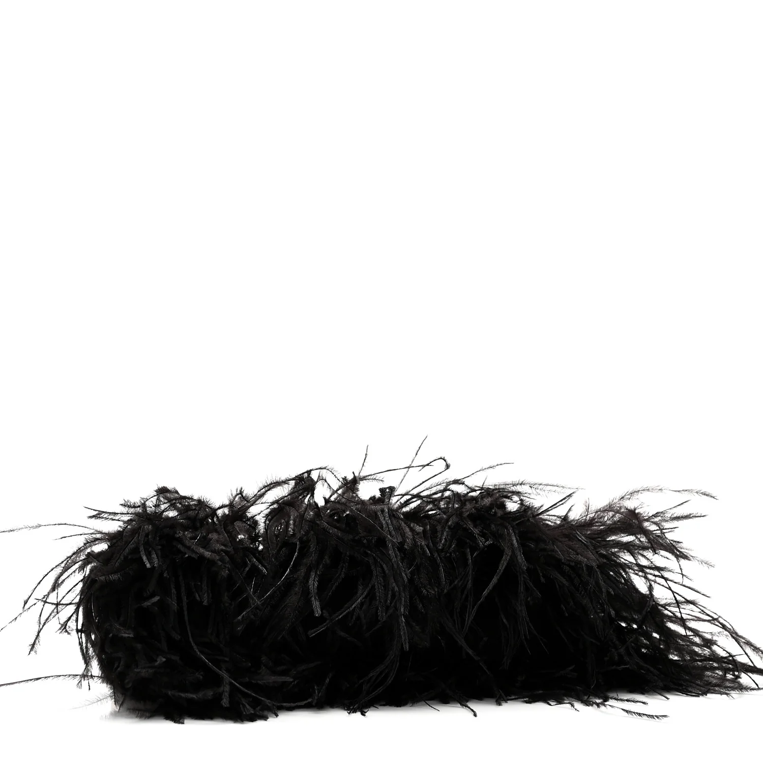 Satin Feather Crystal Embellished Celeste Clutch Black - Image 4