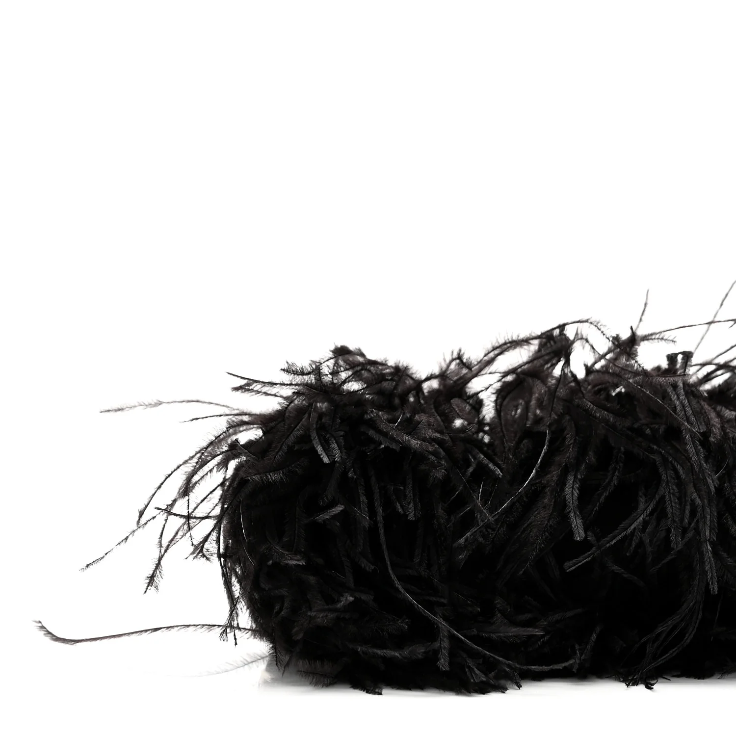 Satin Feather Crystal Embellished Celeste Clutch Black - Image 8