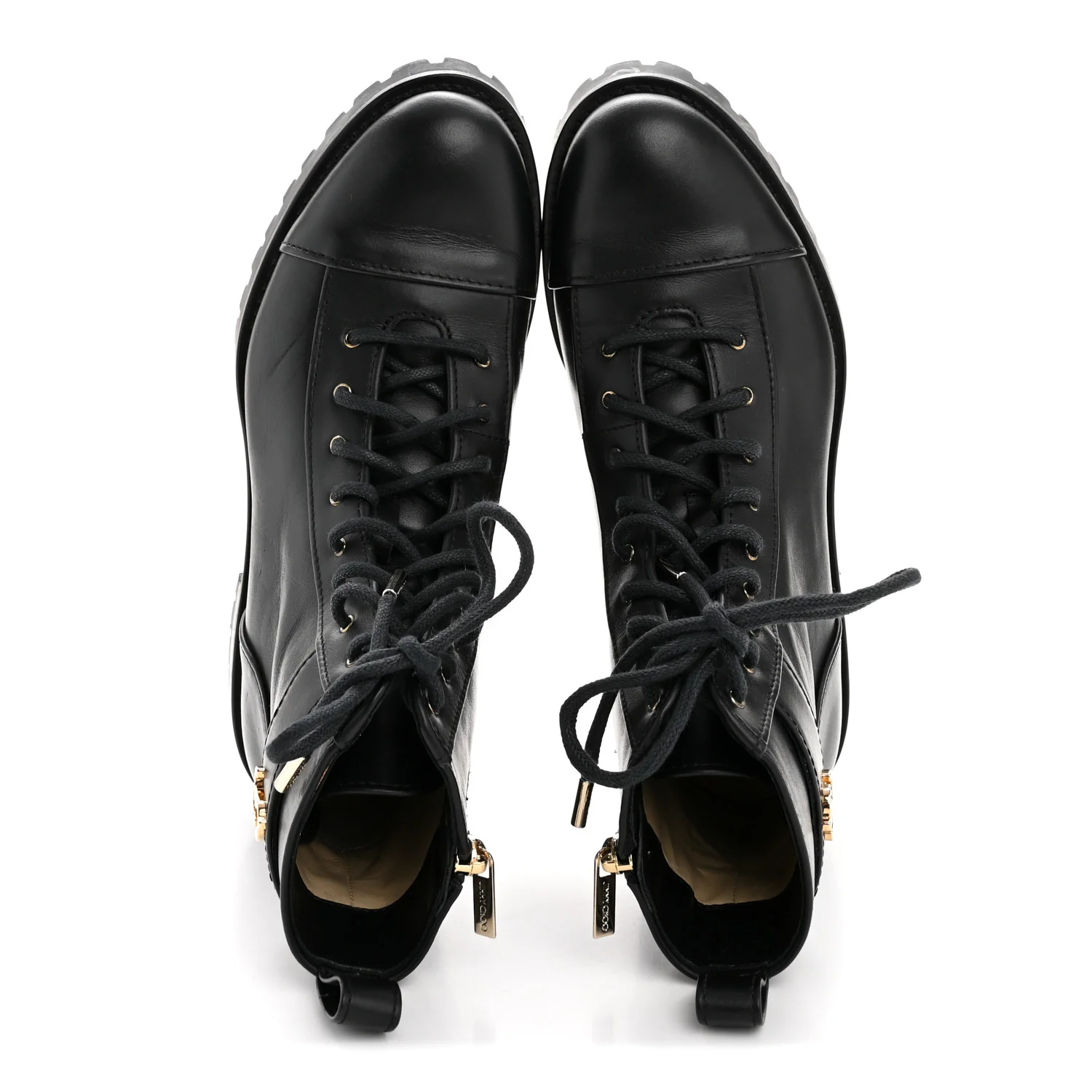 Shiny Calfskin Cayo Combat Boots 36.5 Black - Image 2