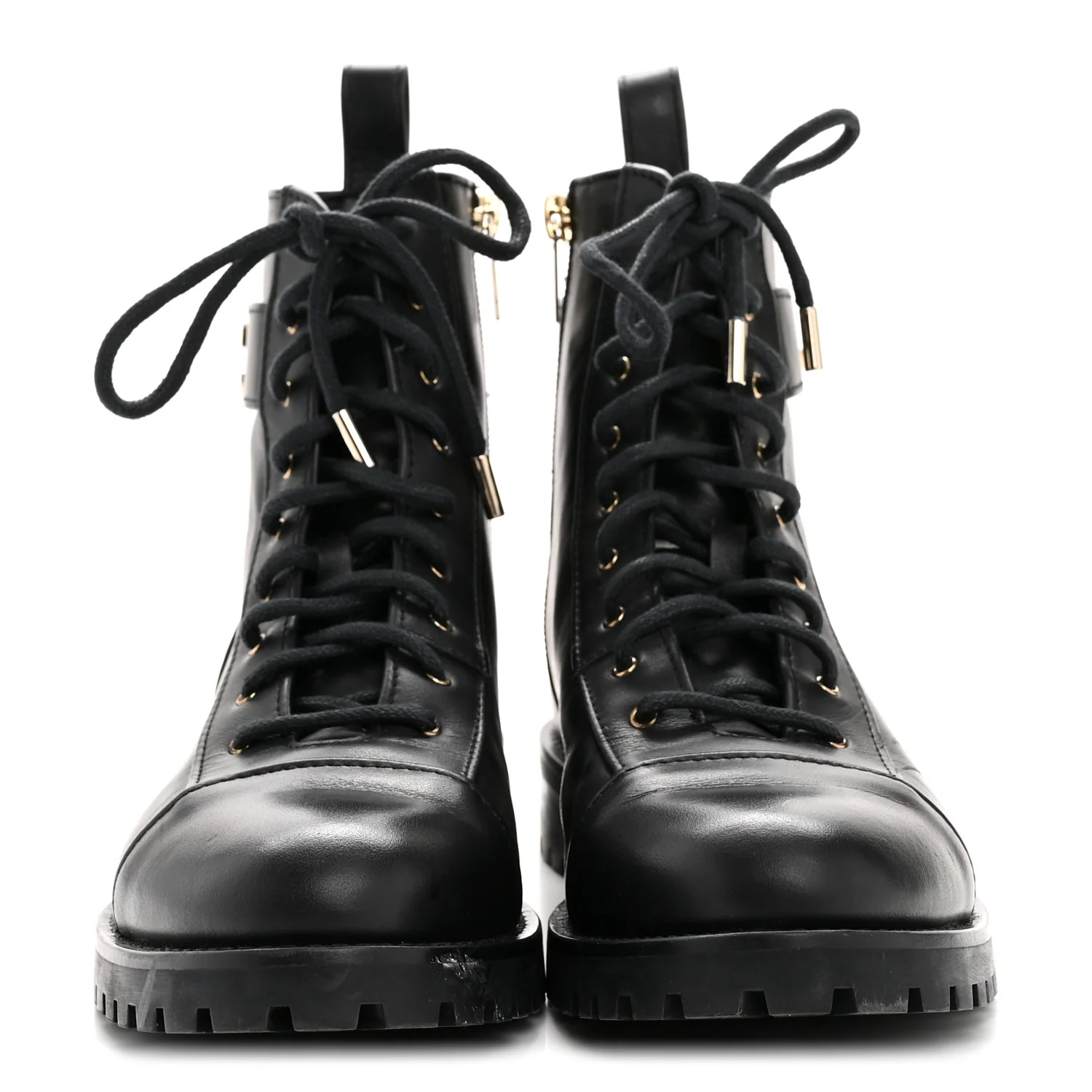 Shiny Calfskin Cayo Combat Boots 36.5 Black - Image 3