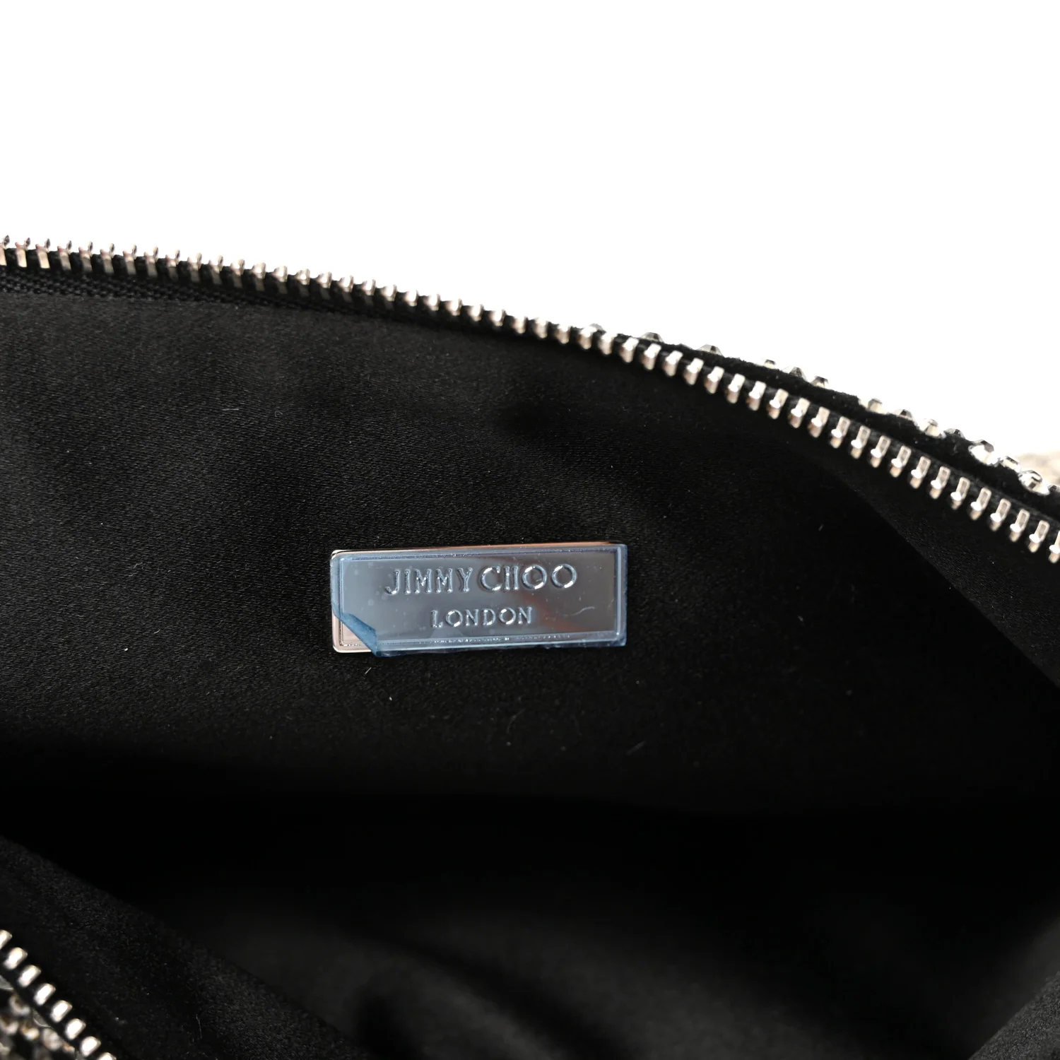 Suede Crystal Chain Top Handle Bag Black - Image 6