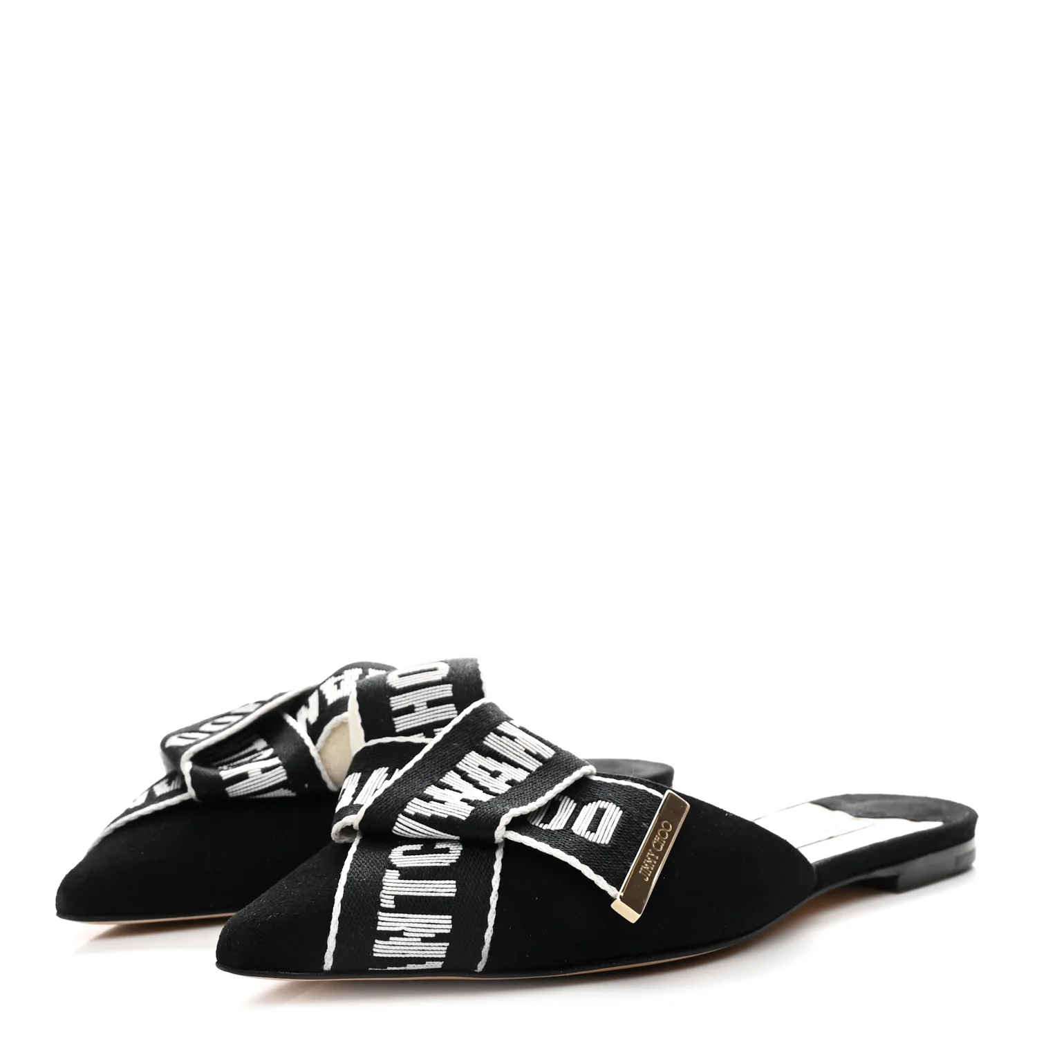 Suede Gretchen Logo Flat Mules 39 Black Chalk - Image 4