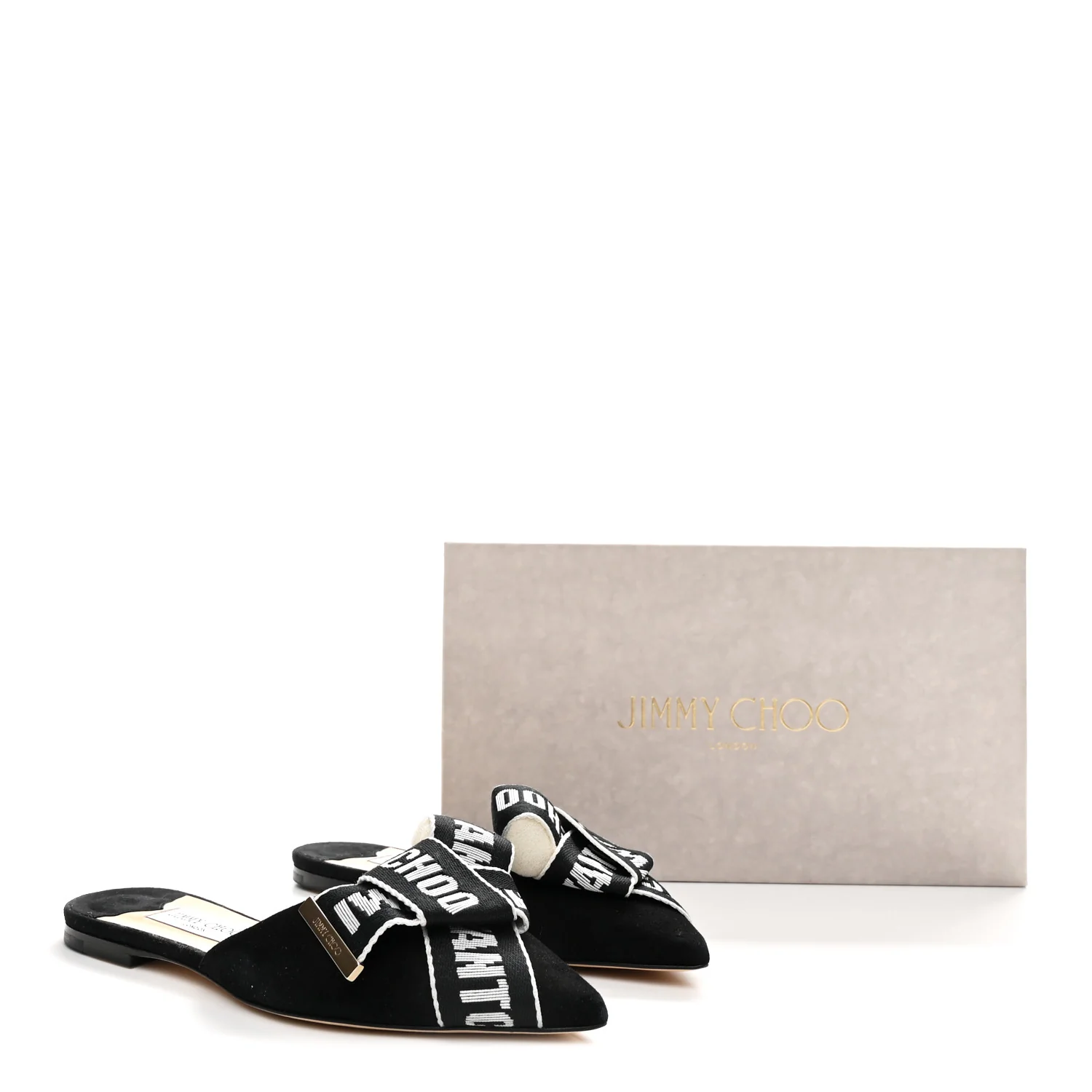 Suede Gretchen Logo Flat Mules 39 Black Chalk - Image 9
