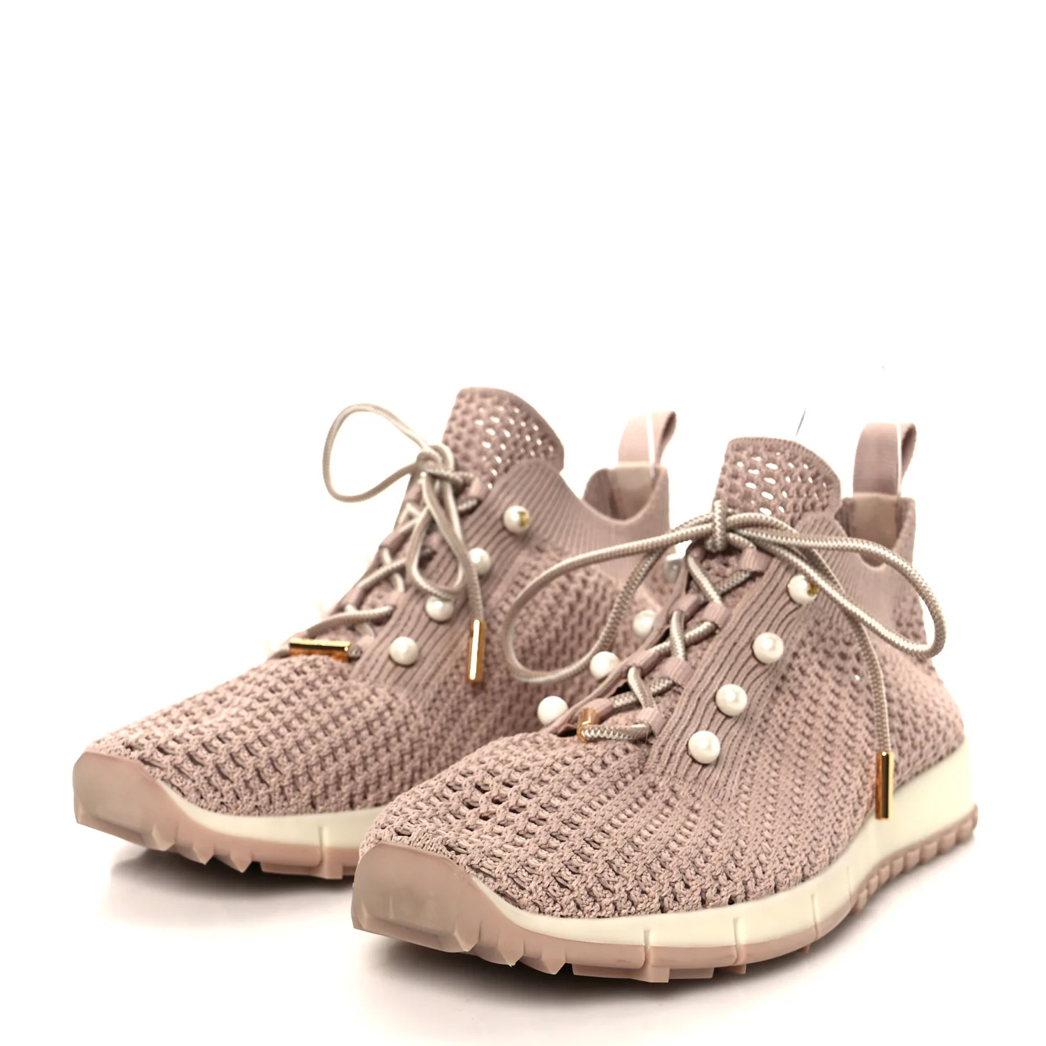 Veles Knit Pearly Lace Up Sneaker 38 Light Pink - Image 4