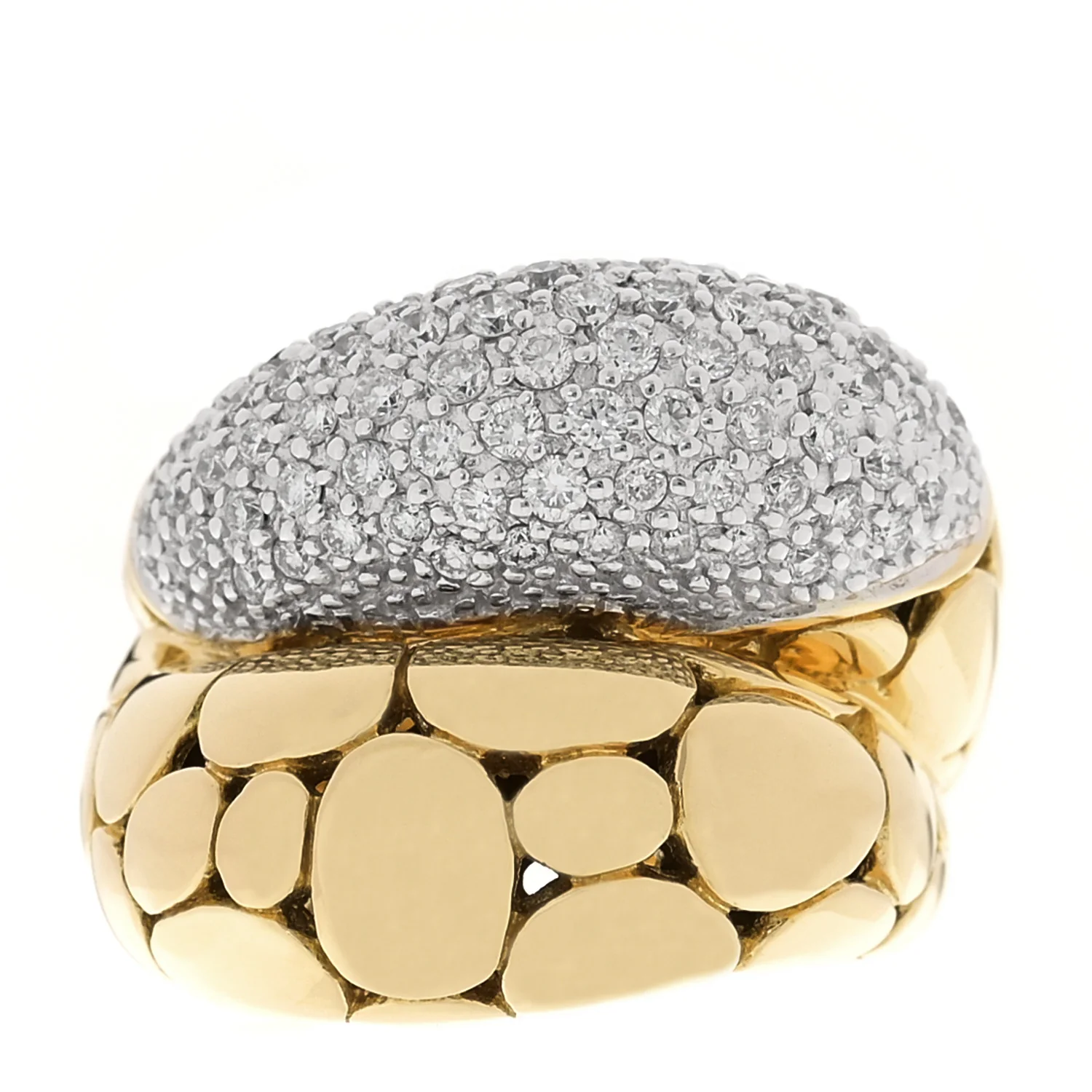 18K Yellow Gold Diamond Double Dome Ring 54 7