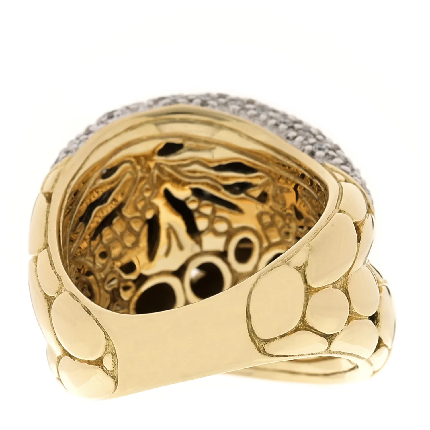 18K Yellow Gold Diamond Double Dome Ring 54 7 - Image 3